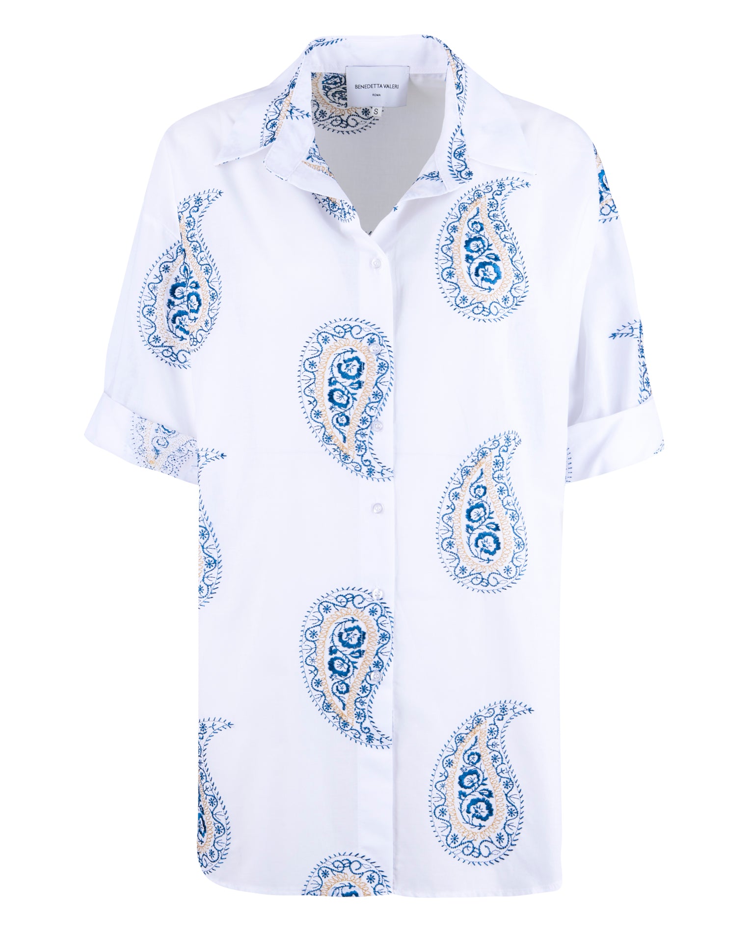 Camicia over cotone con ricamo 24-218