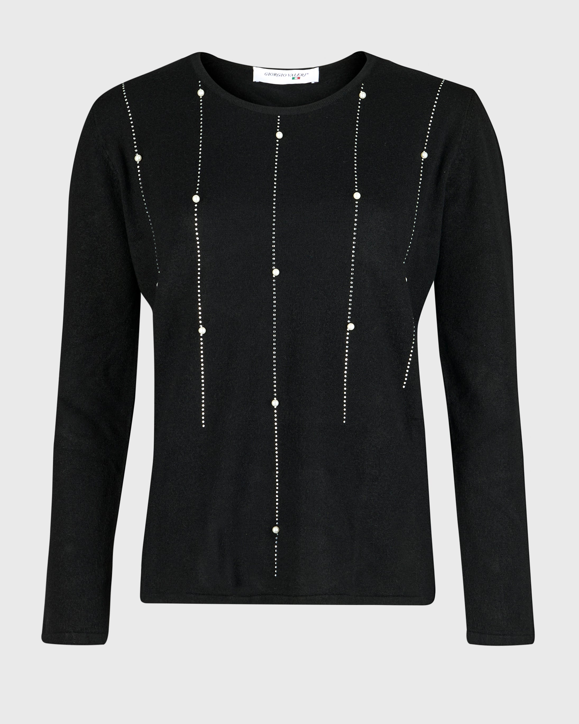Maglia girocollo perle e strass AN04