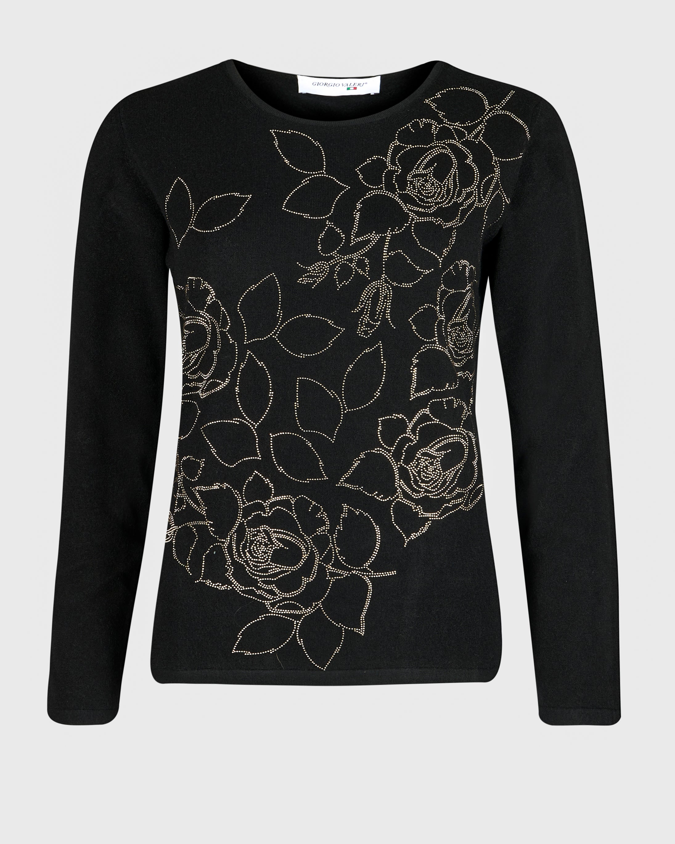 Maglia girocollo ricamo fiori MR07