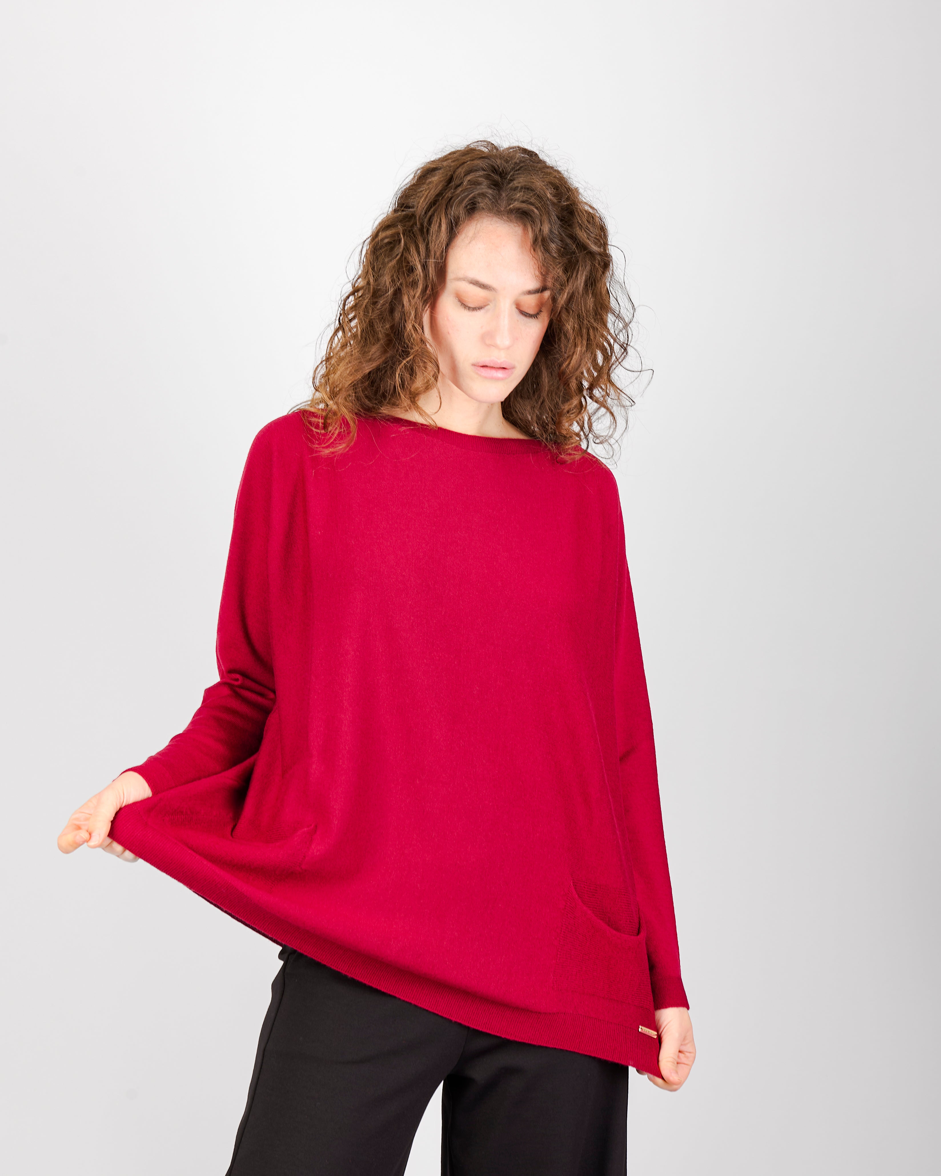 Maglia over tasche pura lana A10/ML