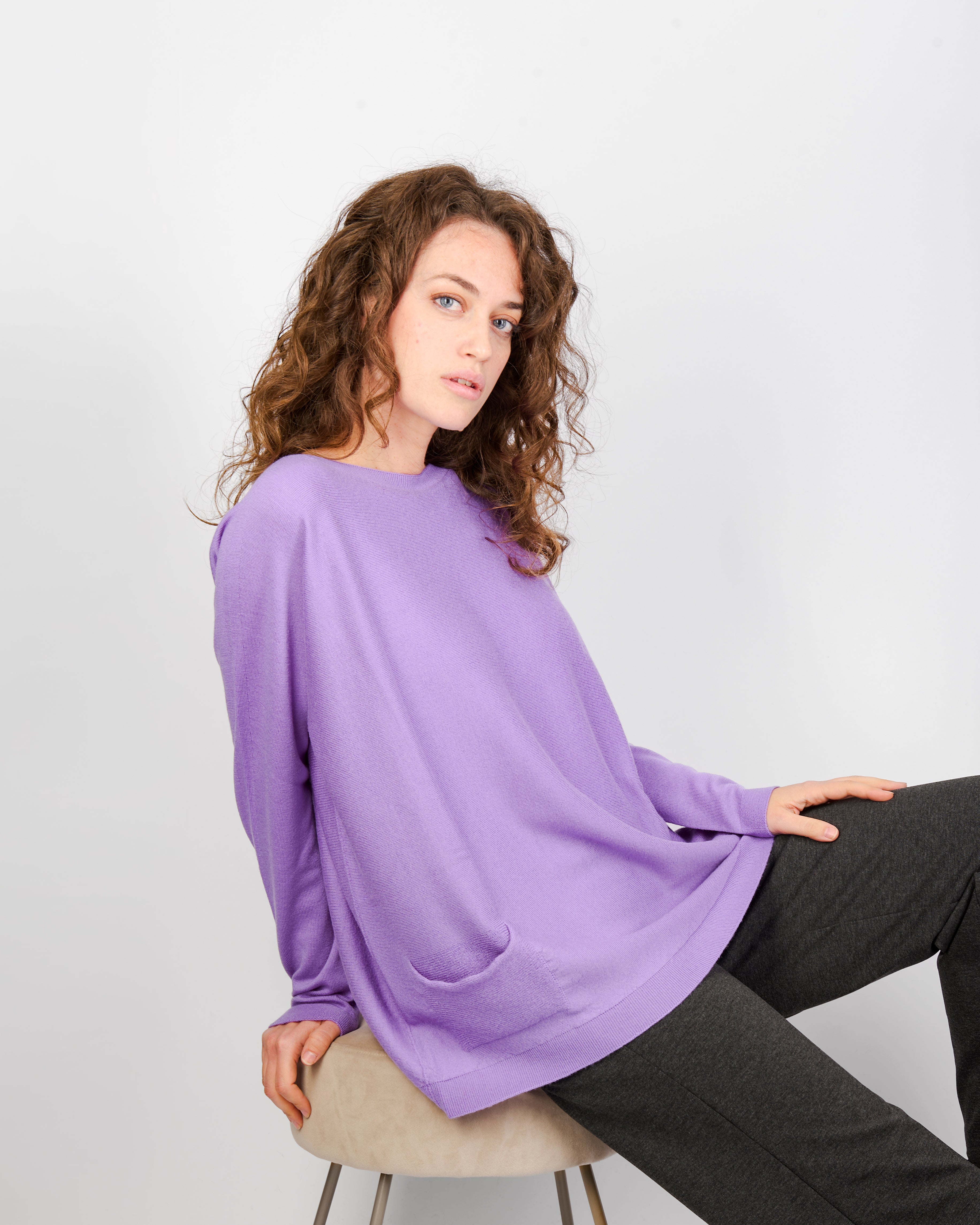 Maglia over tasche pura lana A10/ML