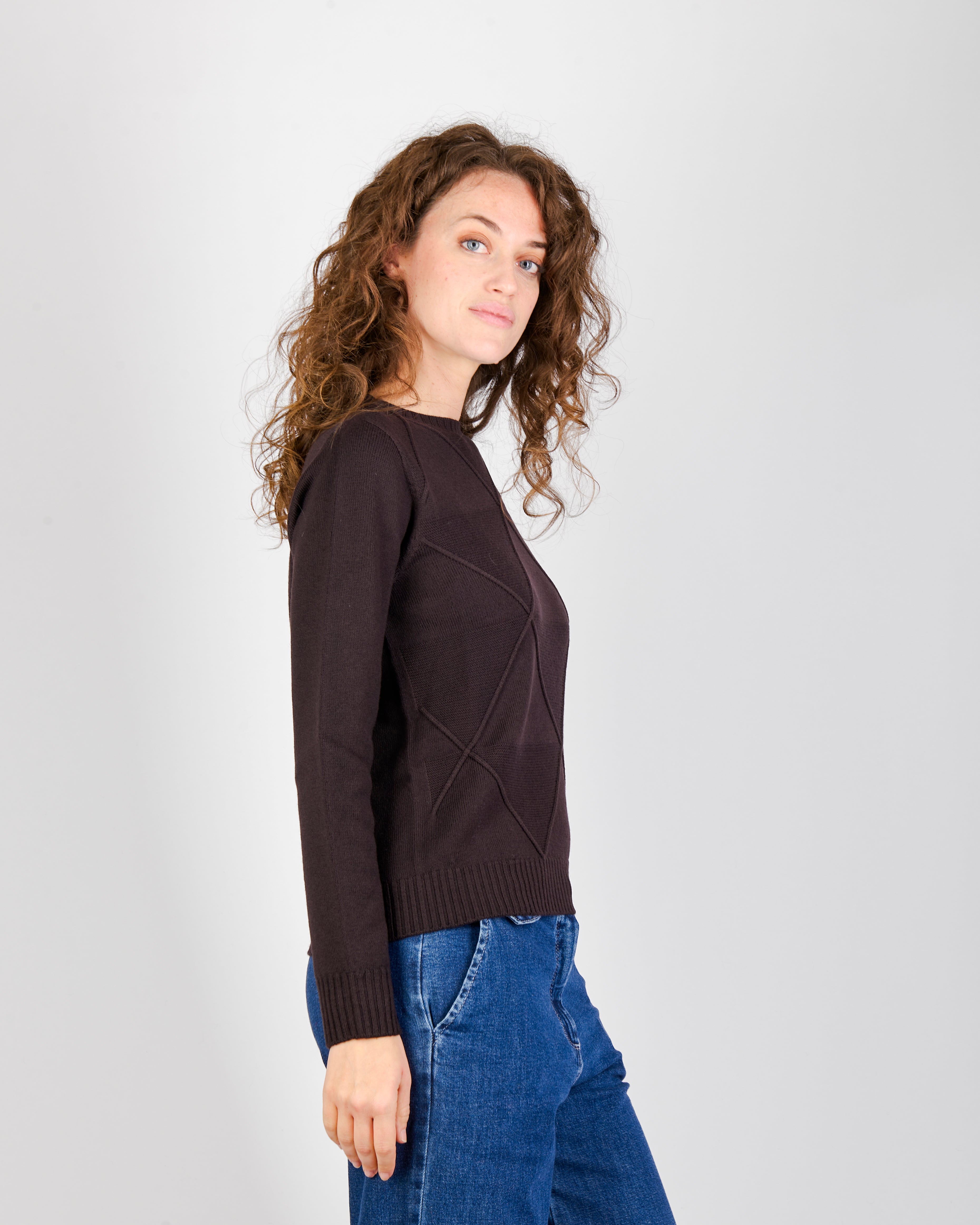 Maglia girocollo rombi links pura lana DA 504