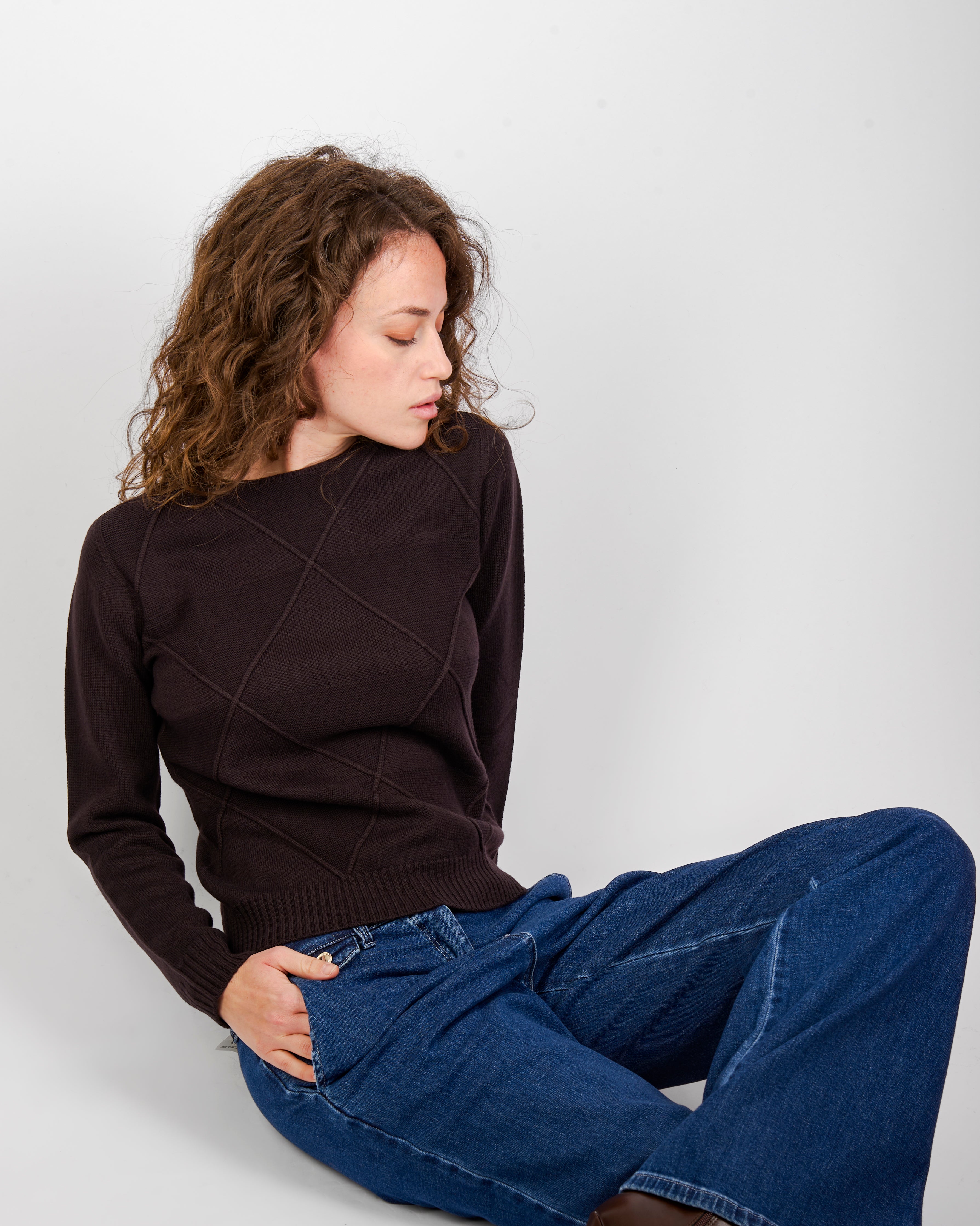 Maglia girocollo rombi links pura lana DA 504