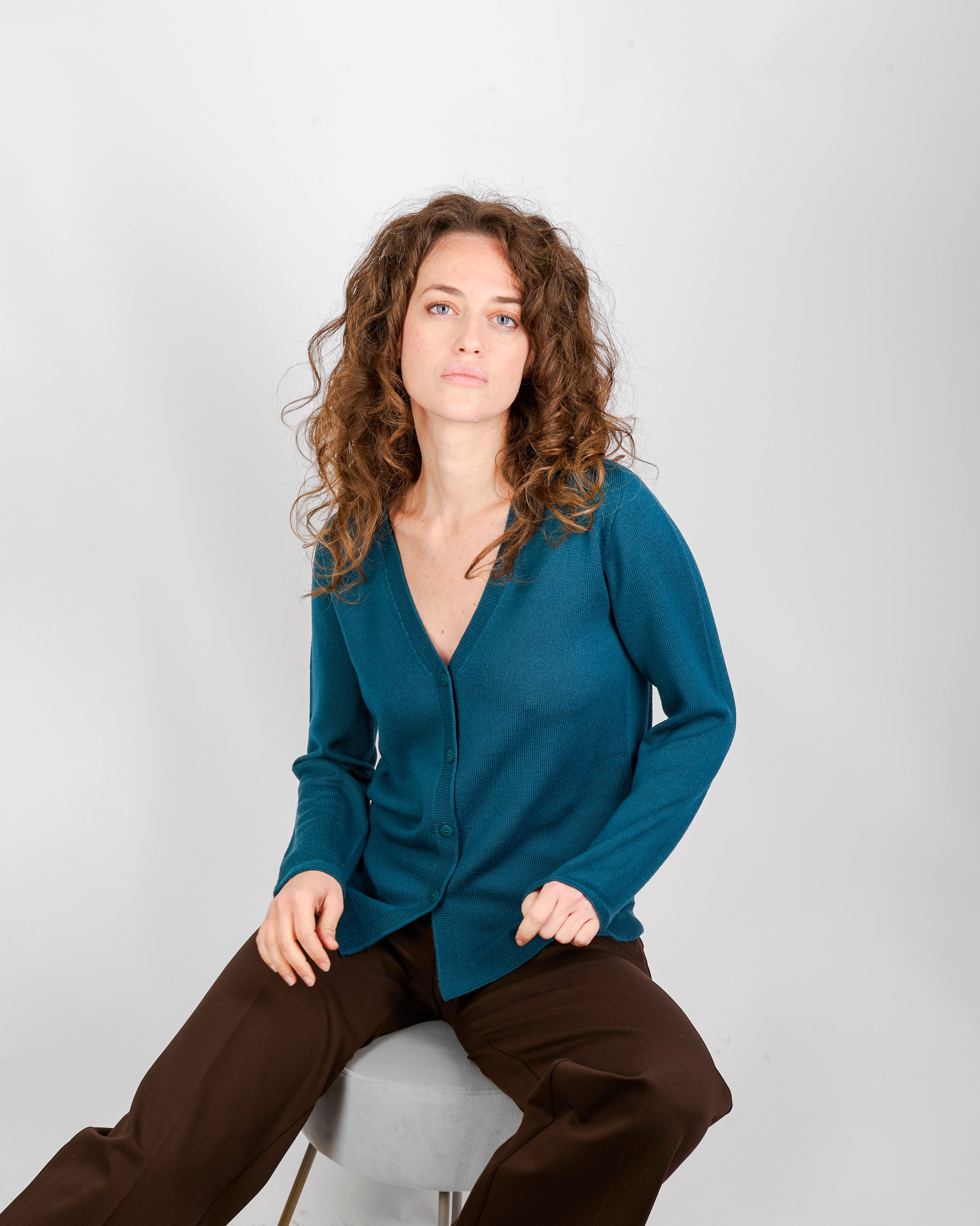 Cardigan rasato bottoni pura lana Z9626