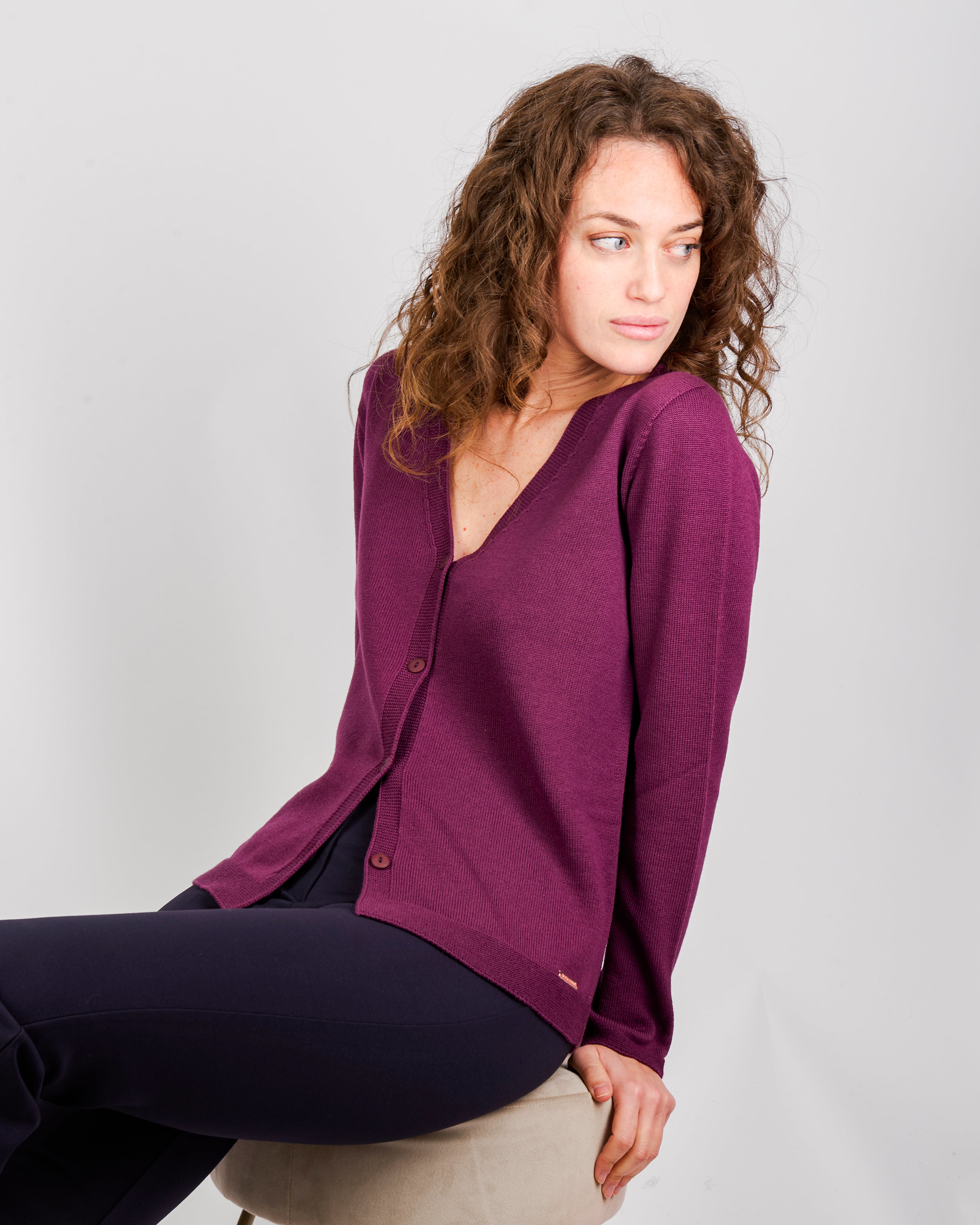 Cardigan rasato bottoni pura lana Z9626