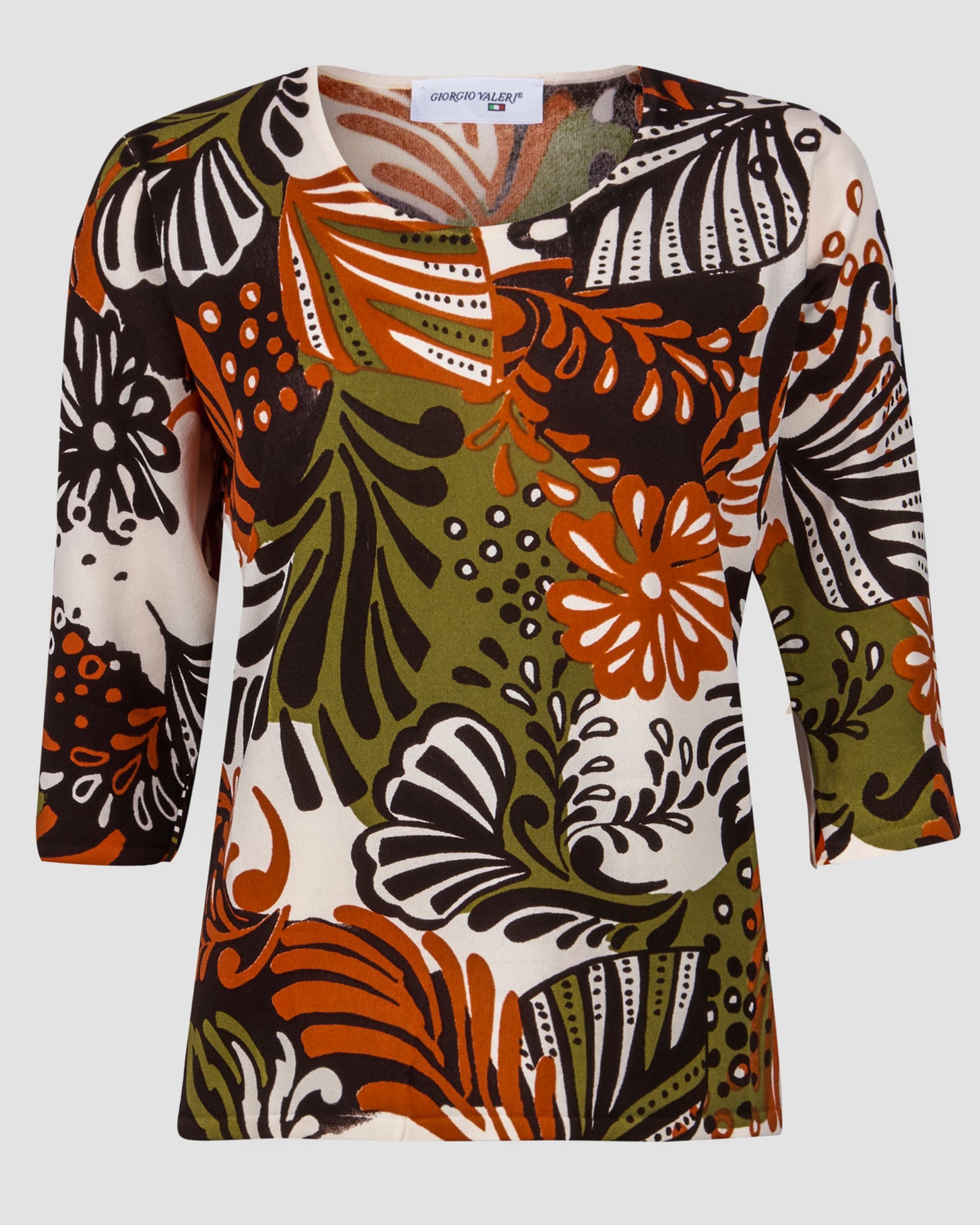 Maglia in viscosa fiori e foglie 7903SR