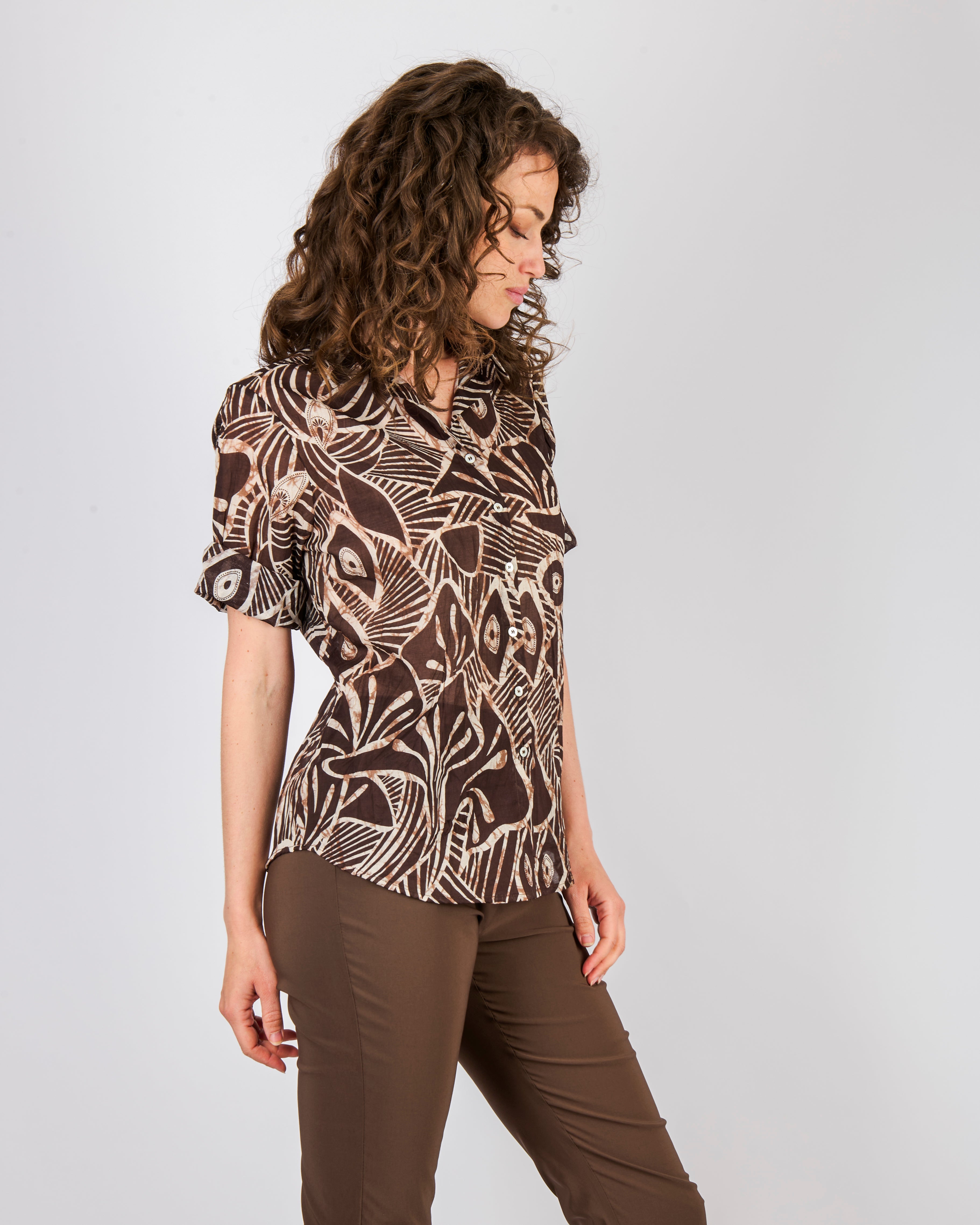 Camicia stampa etnica cotone 25-209