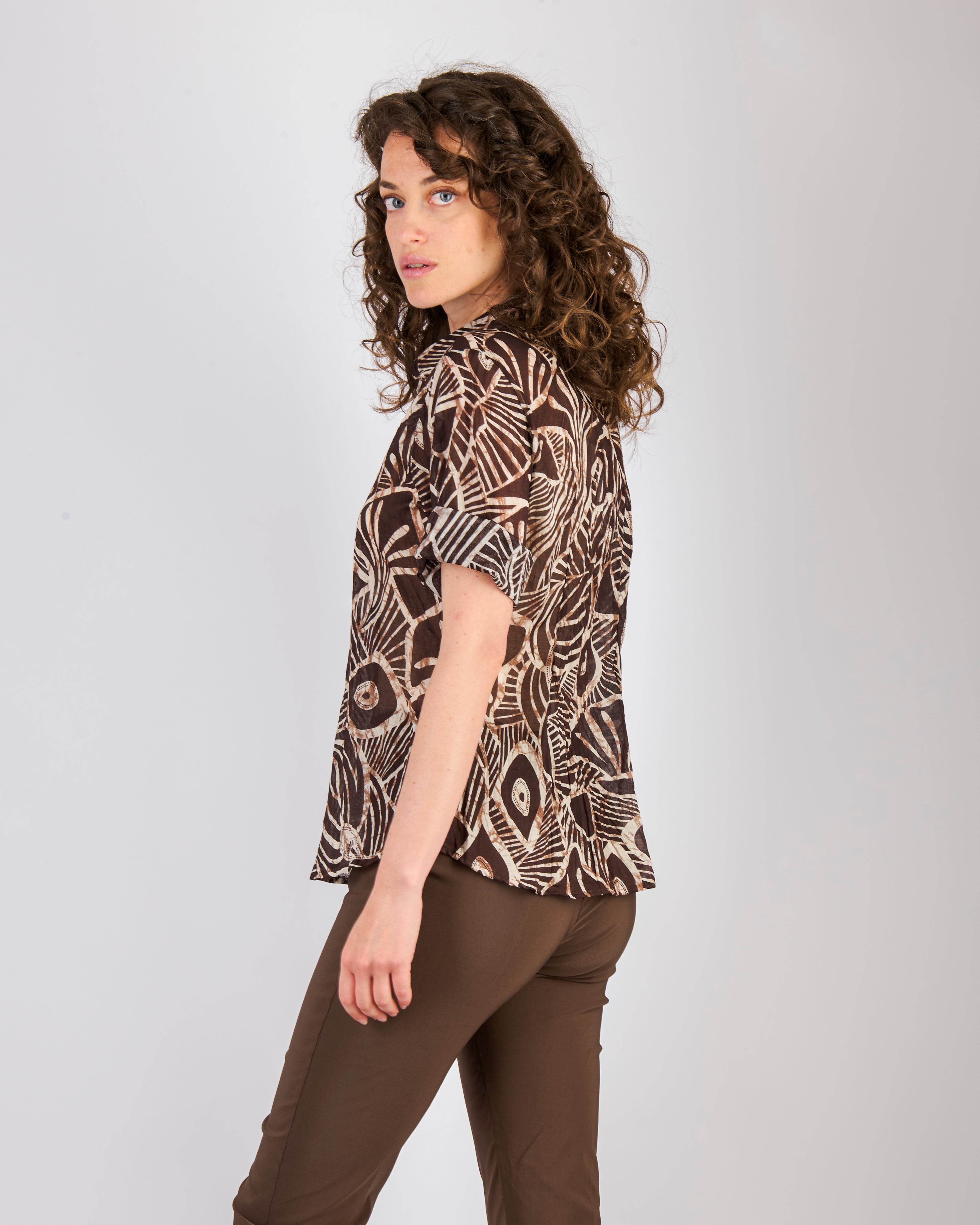 Camicia stampa etnica cotone 25-209