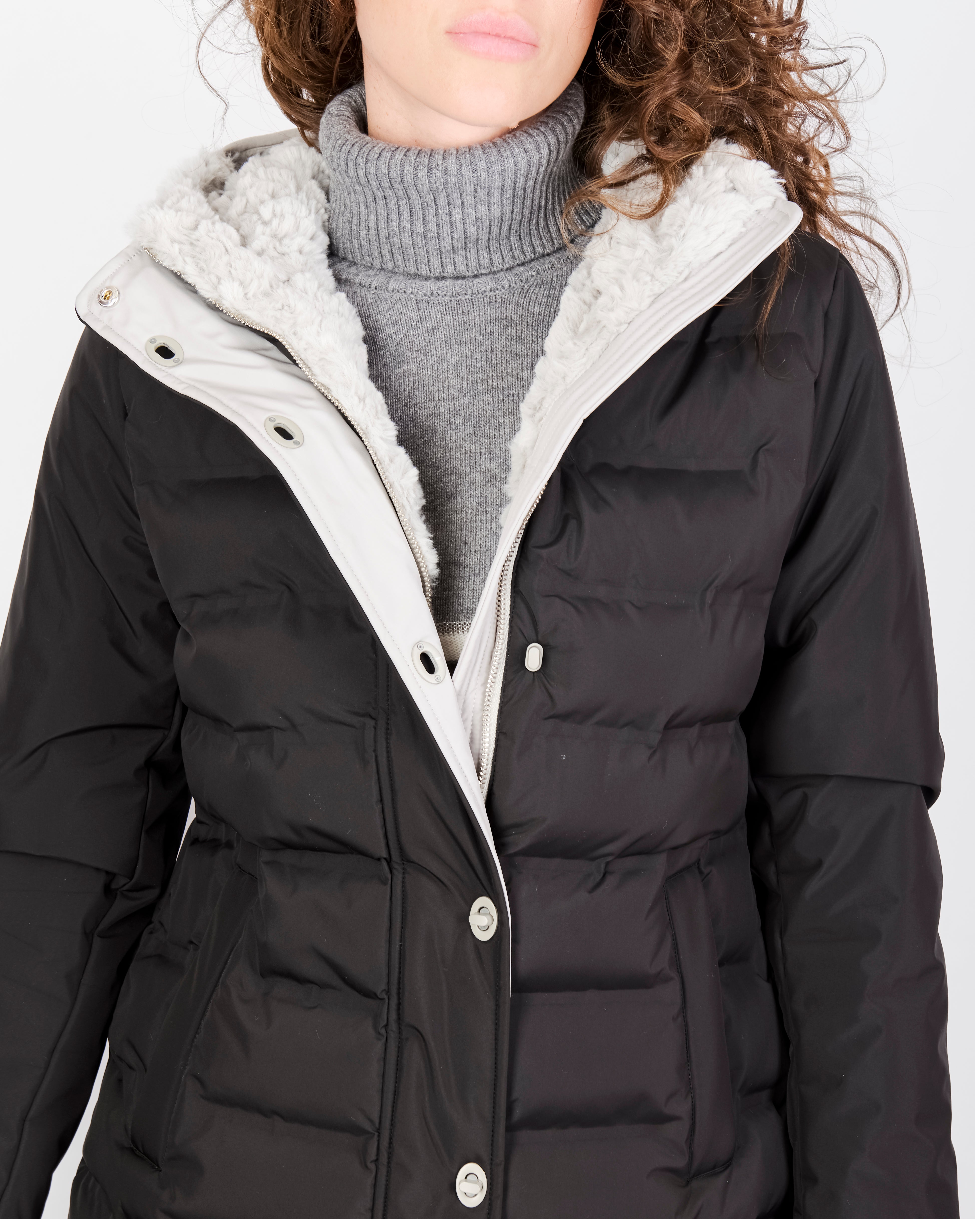 Piumino imbottito eco cappuccio zip bottone ELISA