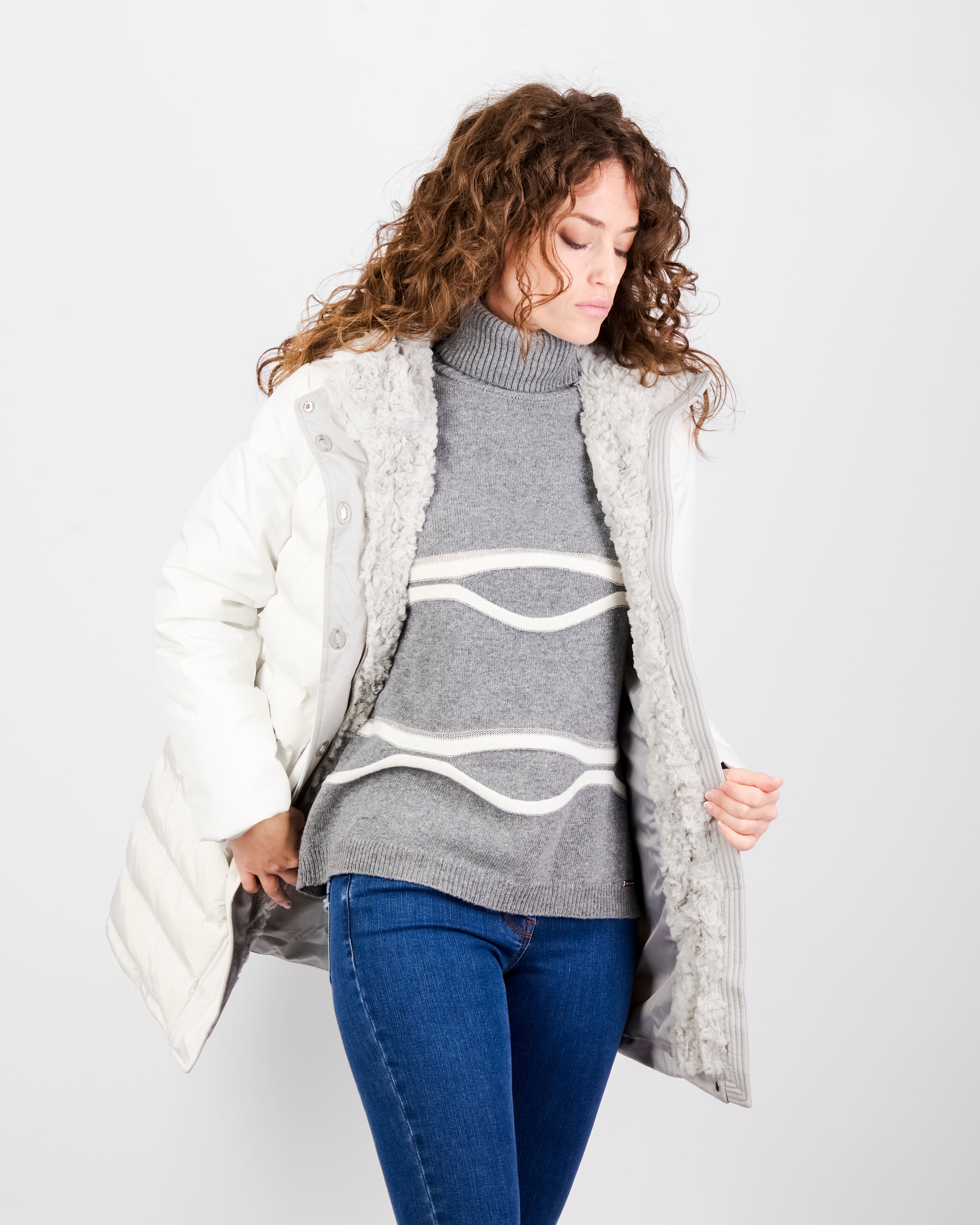 Piumino imbottito eco cappuccio zip bottone ELISA