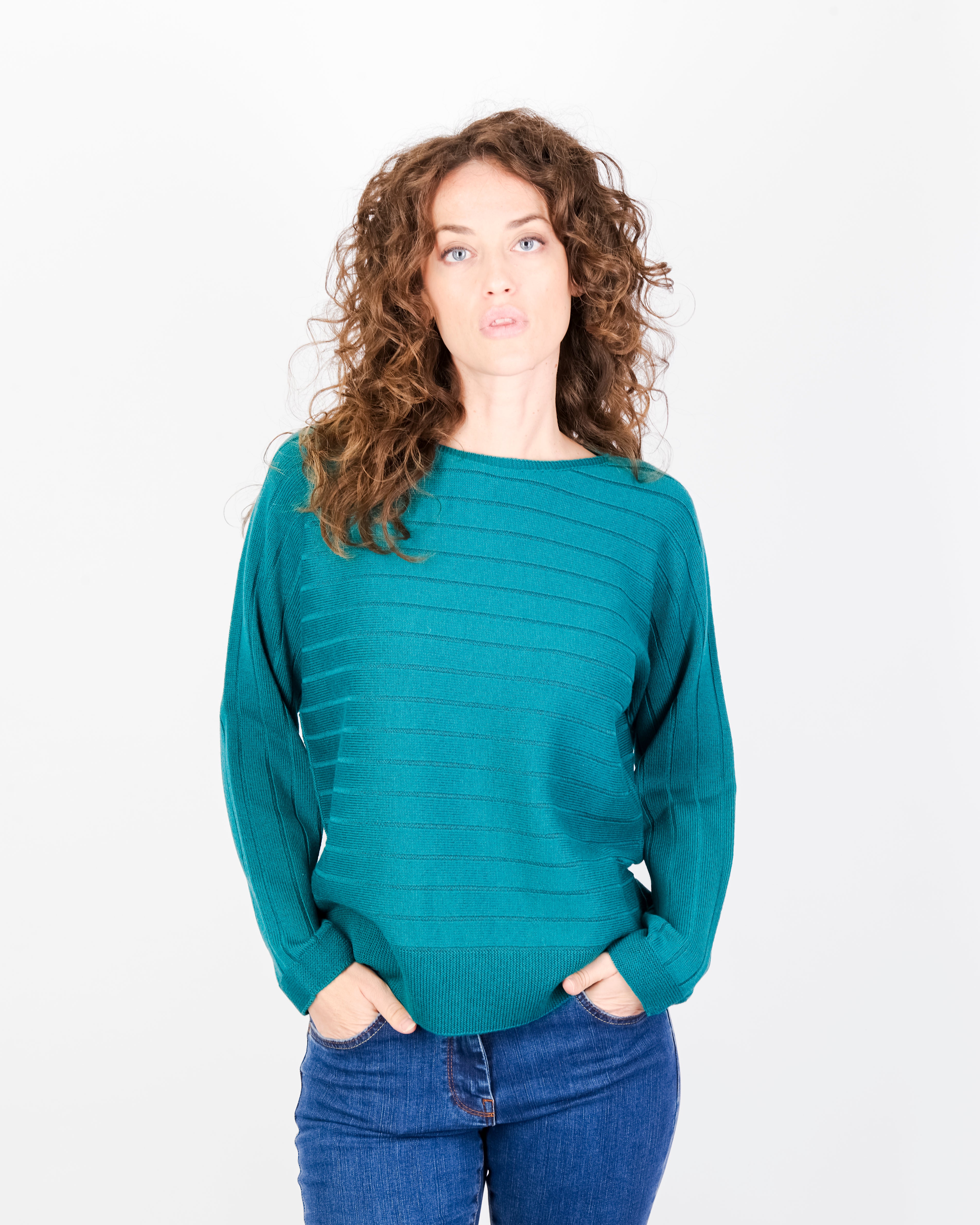 Maglia coste orizzontali pura lana Z9508
