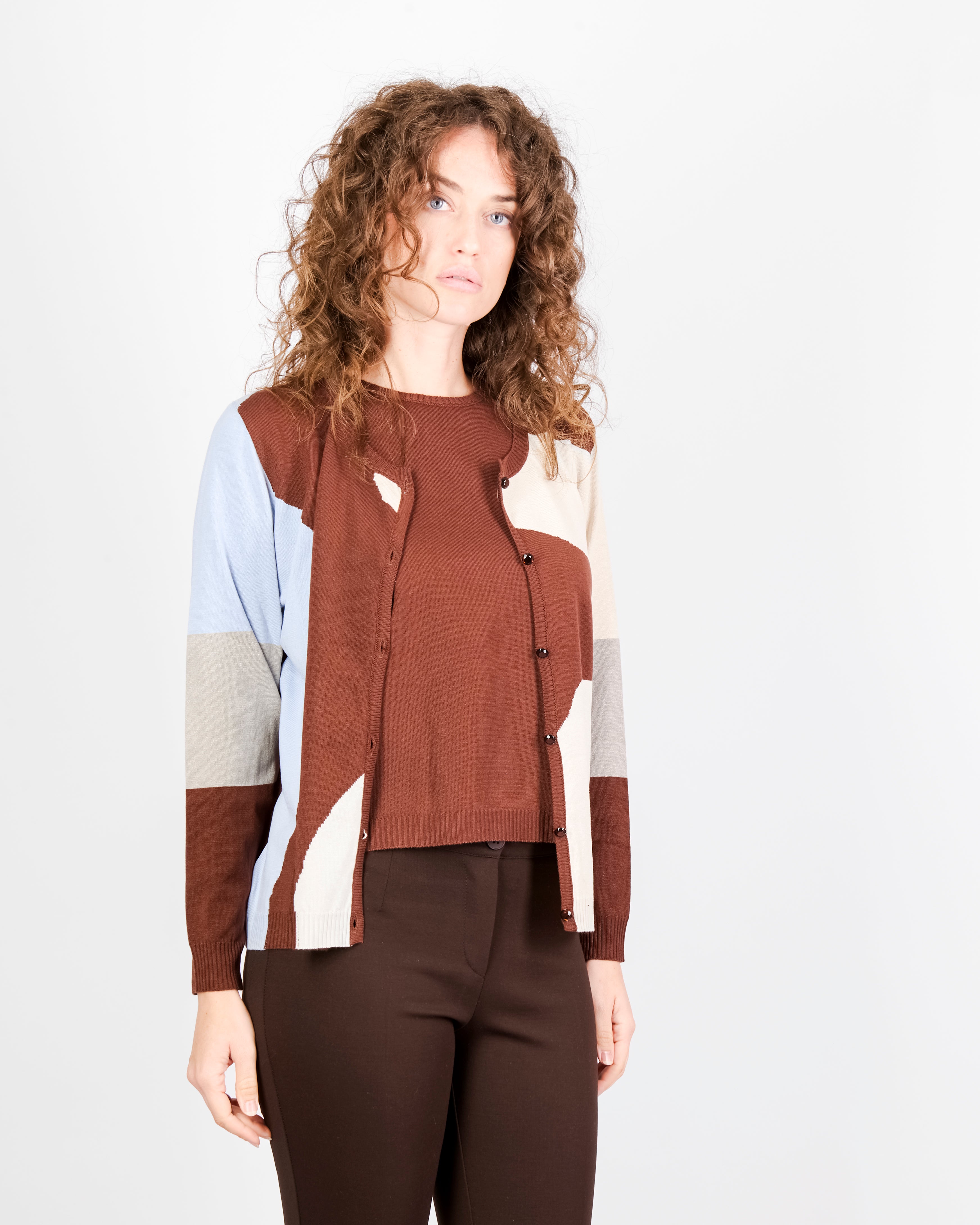 Twinset con giacca intarsio TWIN1969