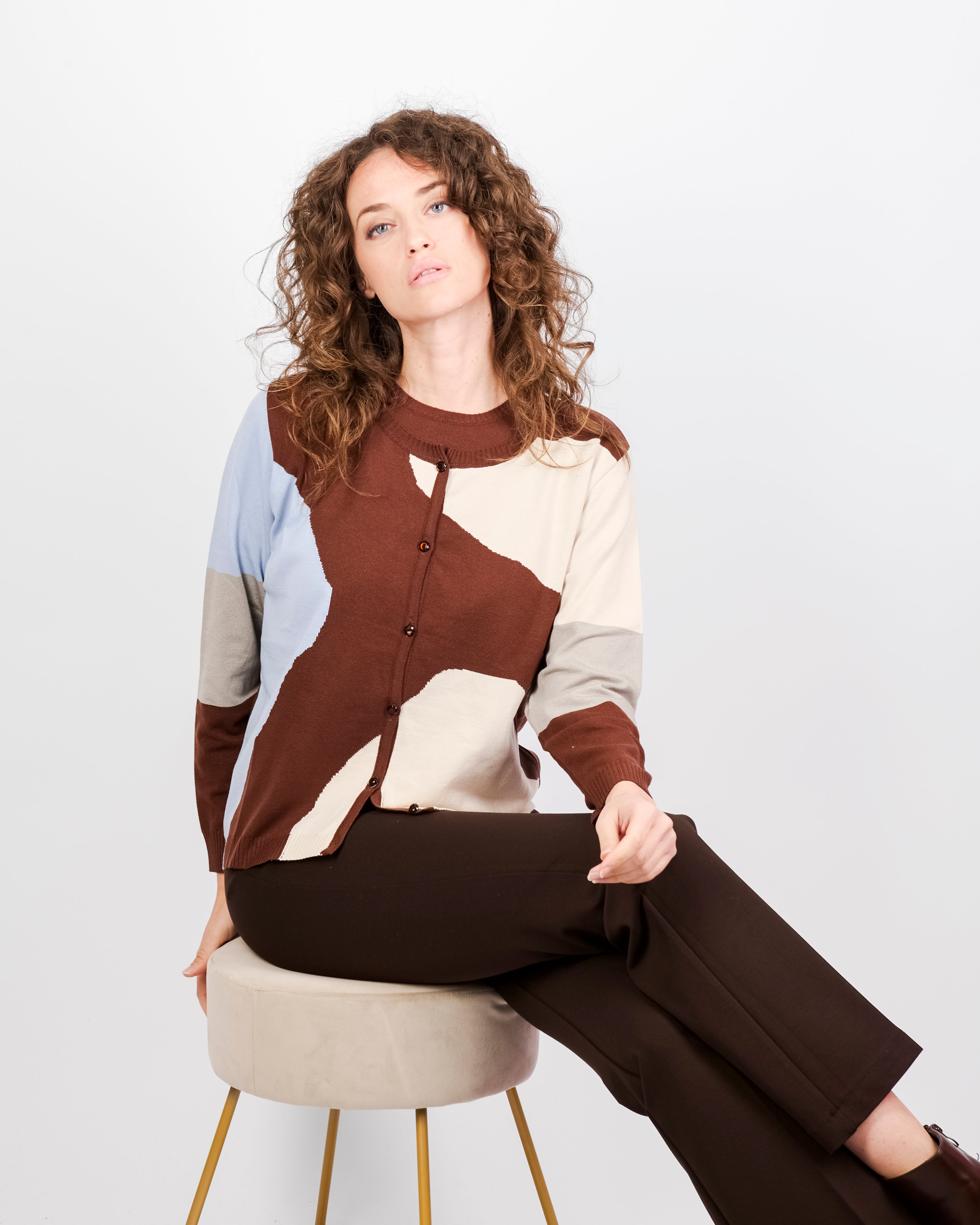 Twinset con giacca intarsio TWIN1969