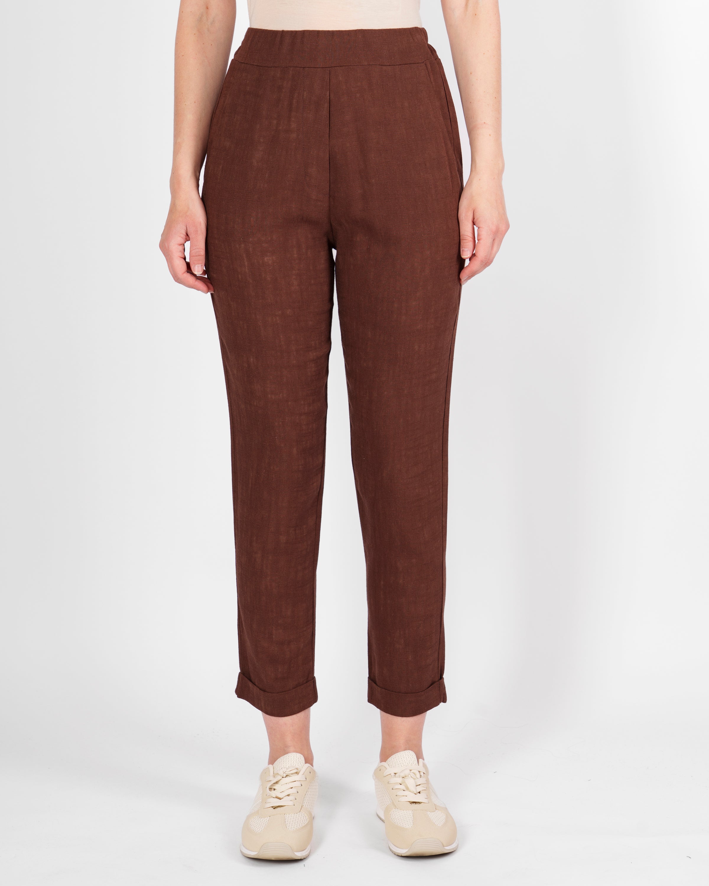 Pantalone in Lino e Viscosa con risvolto 1012/48
