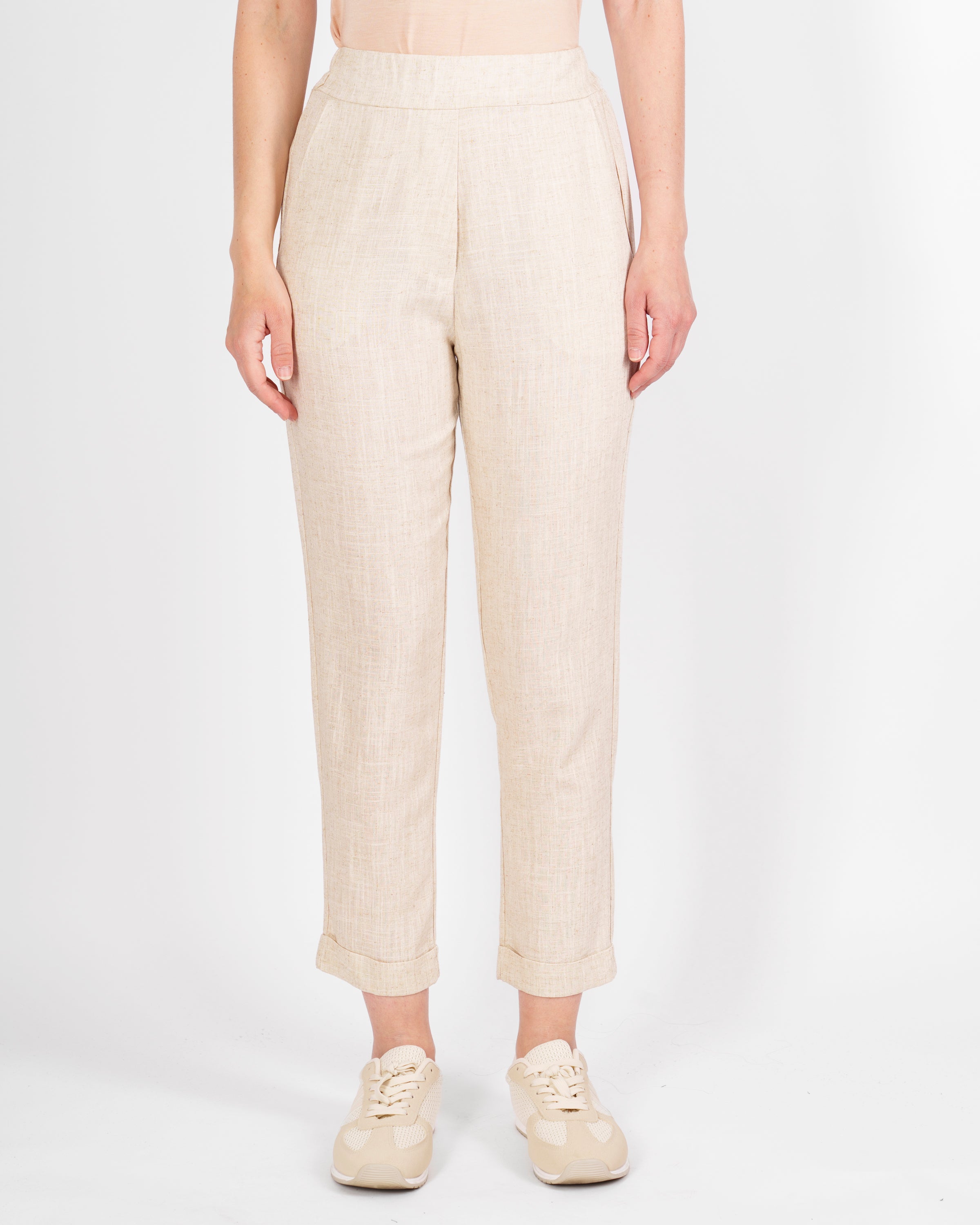 Pantalone in Lino e Viscosa con risvolto 1012/48