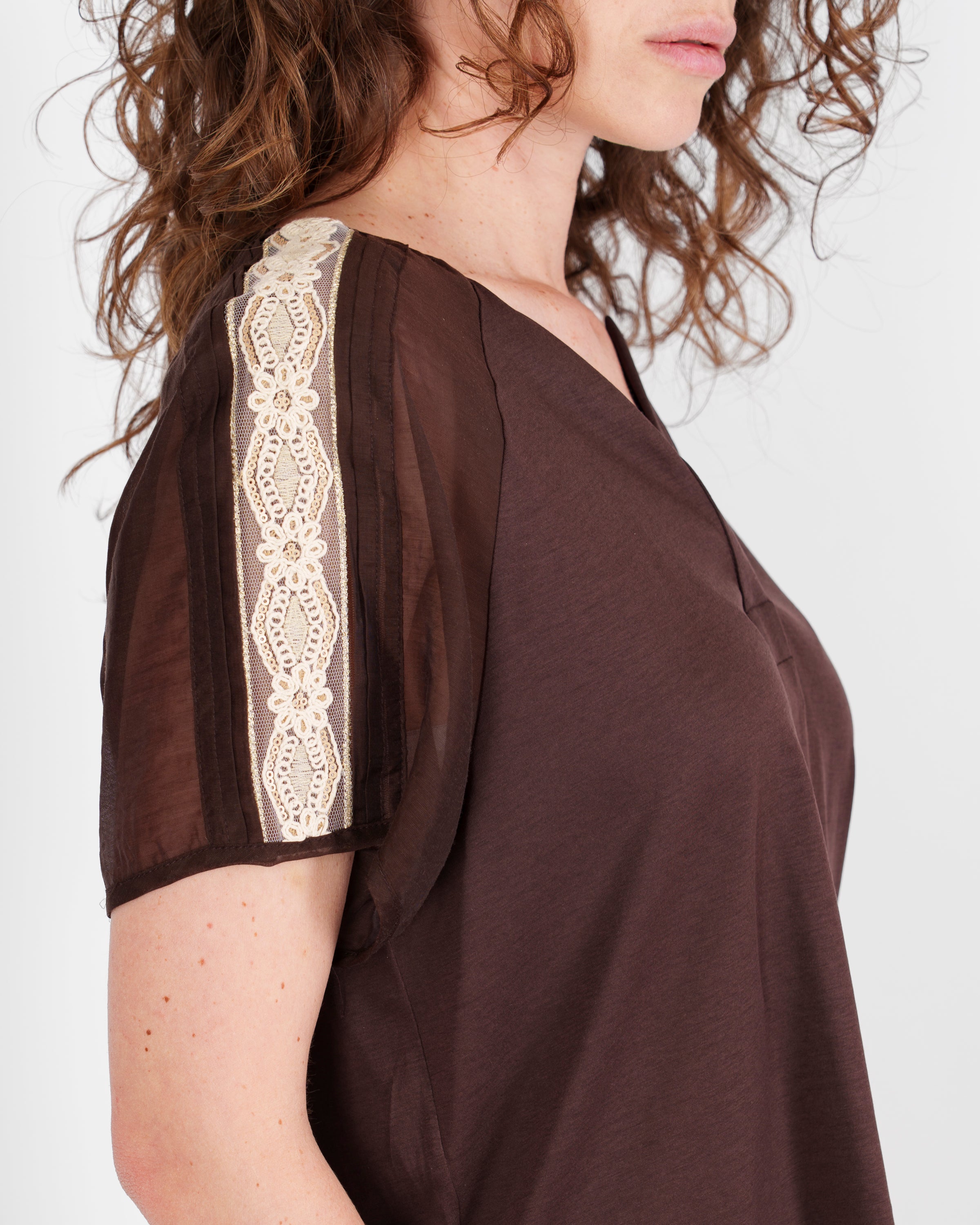 Blusa con passamaneria chiffon CILIEGIO