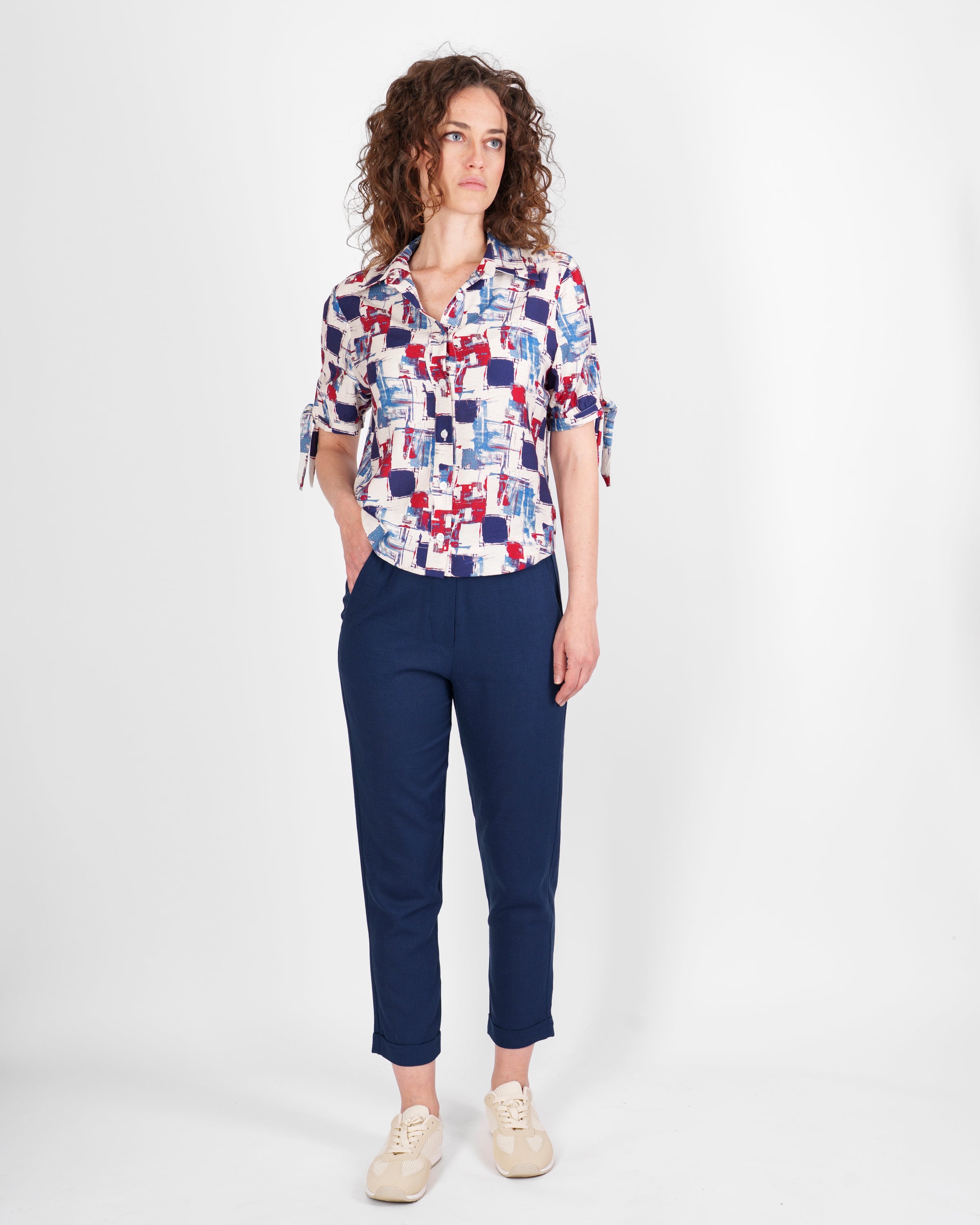 Pantalone in Lino e Viscosa con risvolto 1012/48
