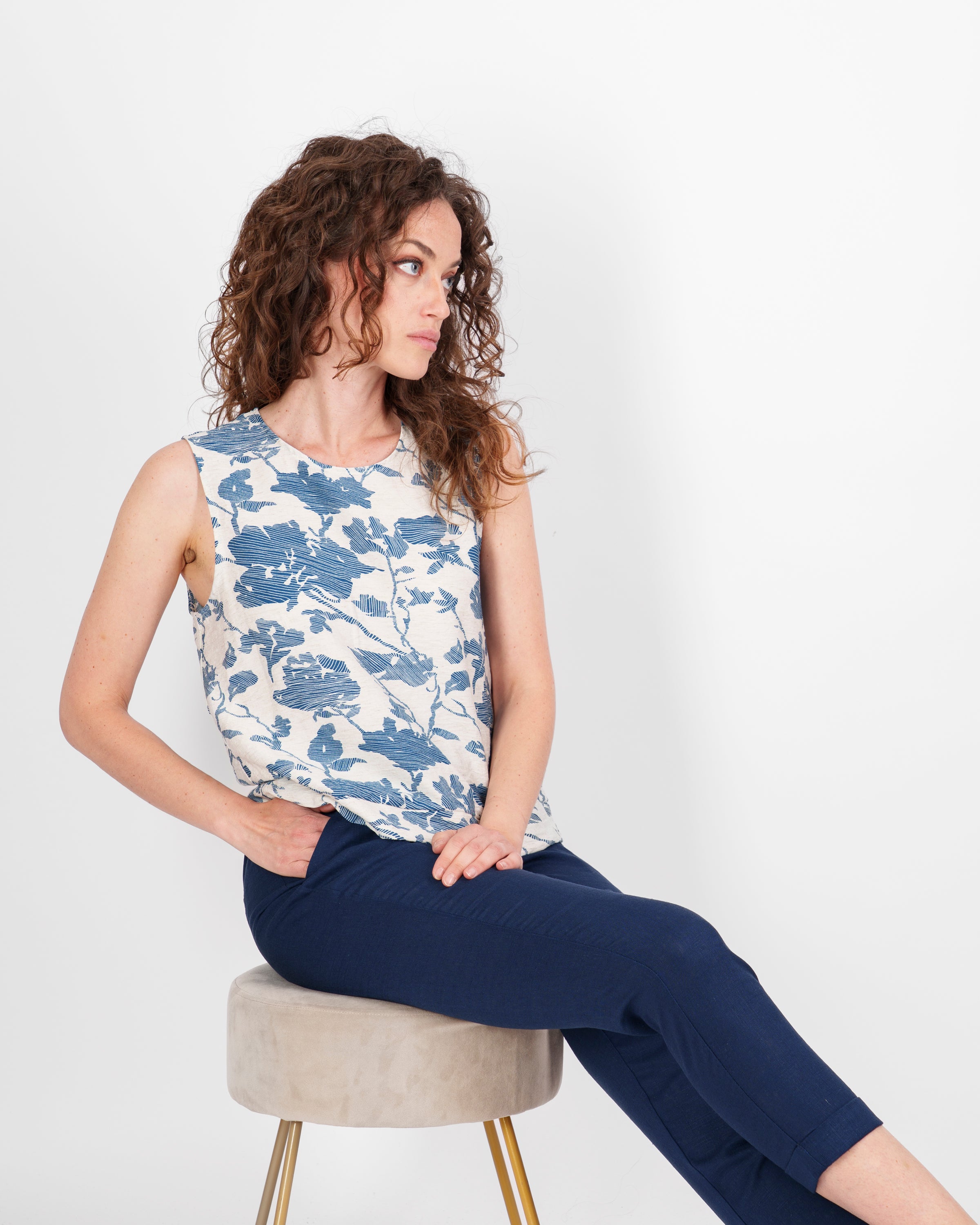 Blusa smanicata Viscosa e Lino 1406/30