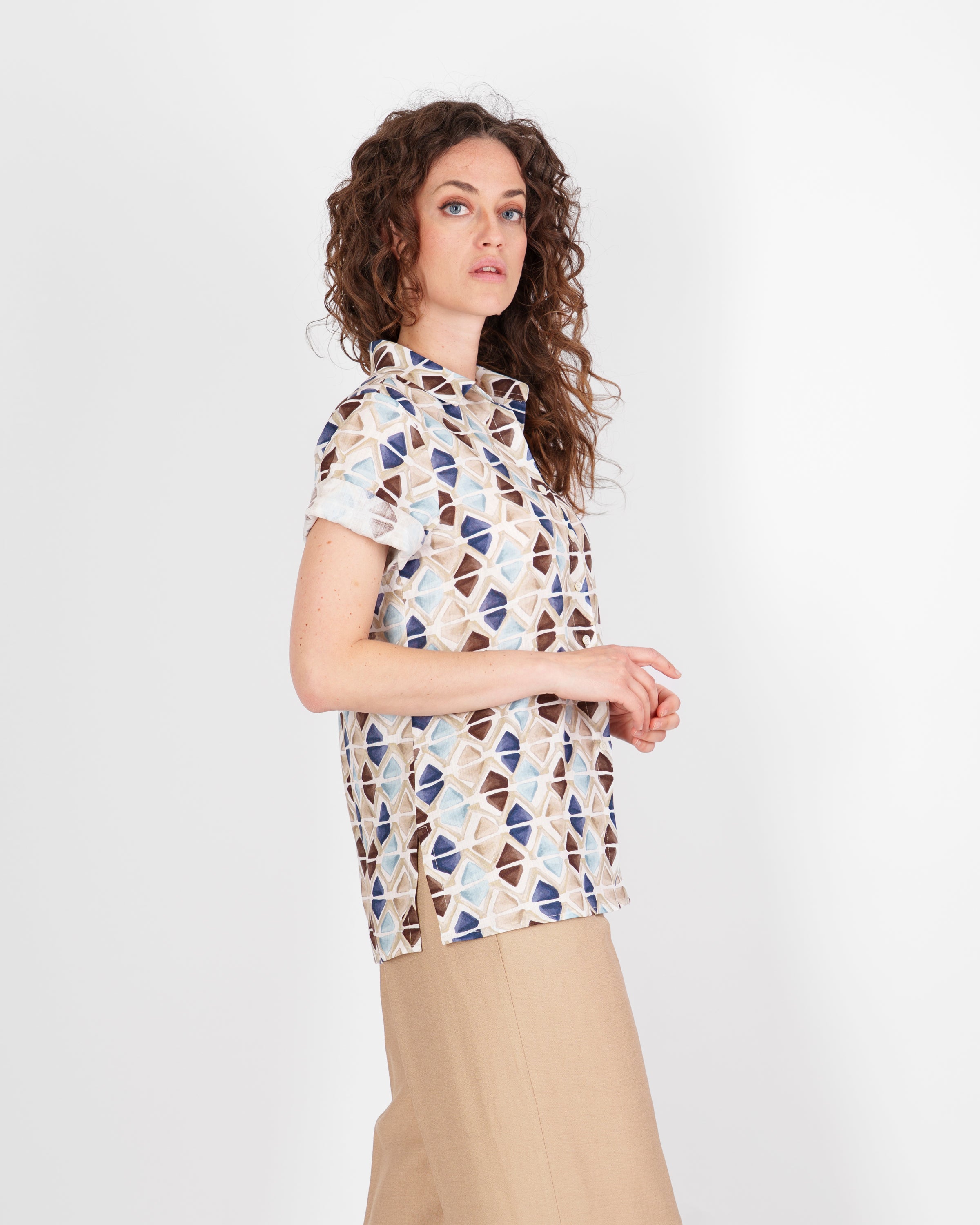 Camicia in puro lino fantasia 26-100
