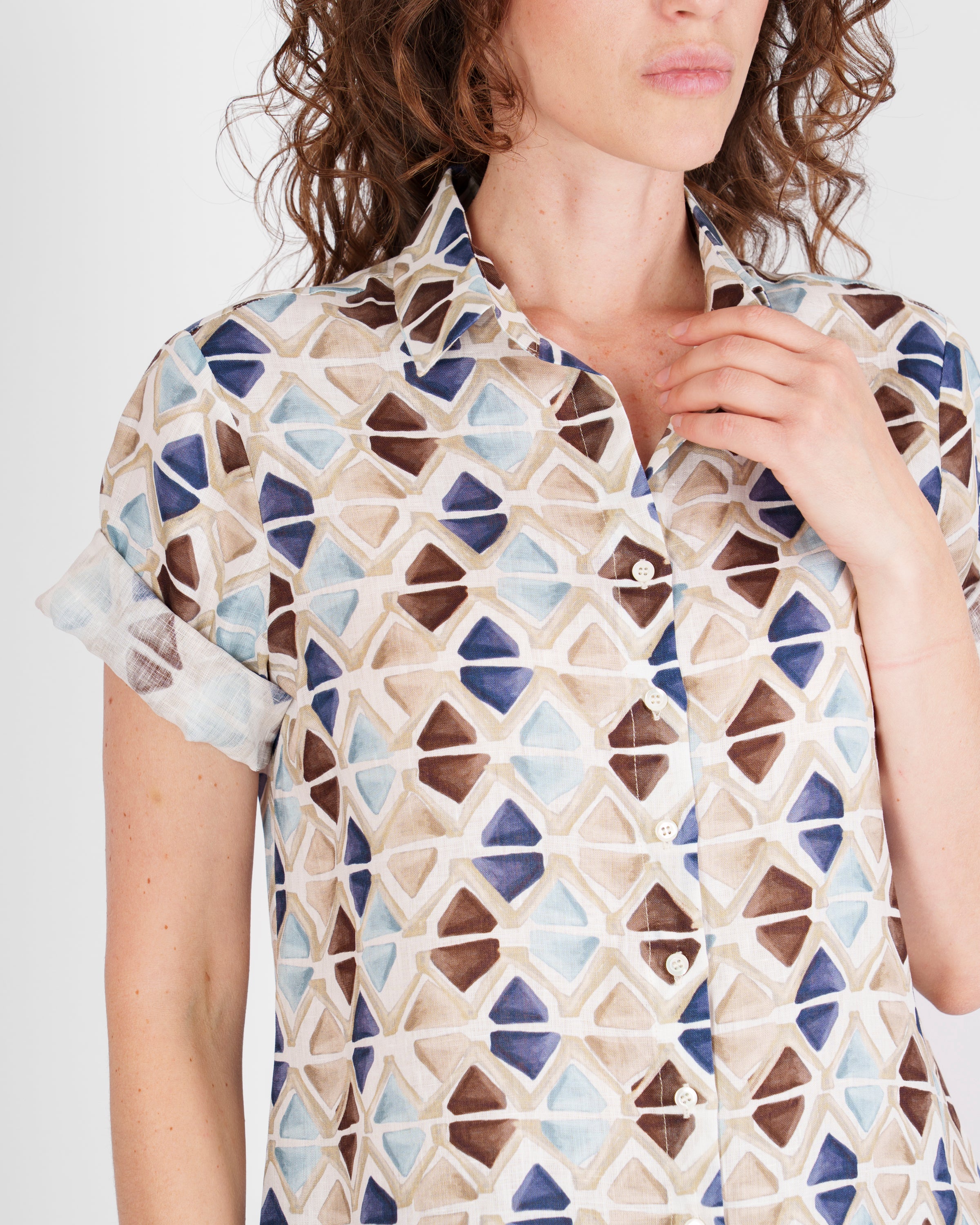 Camicia in puro lino fantasia 26-100
