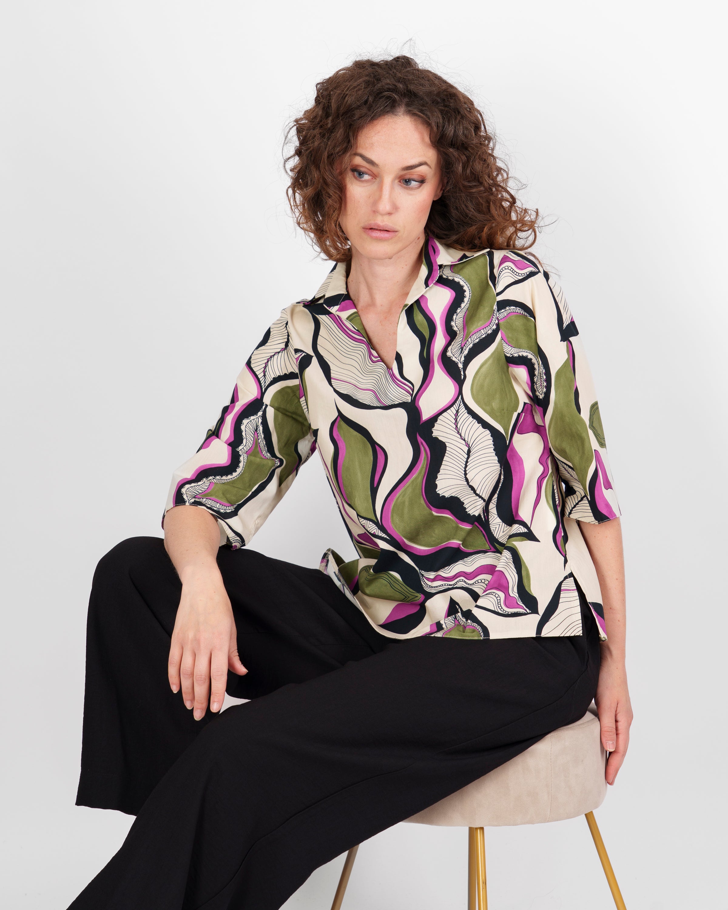Blusa in viscosa con colletto DS 5803