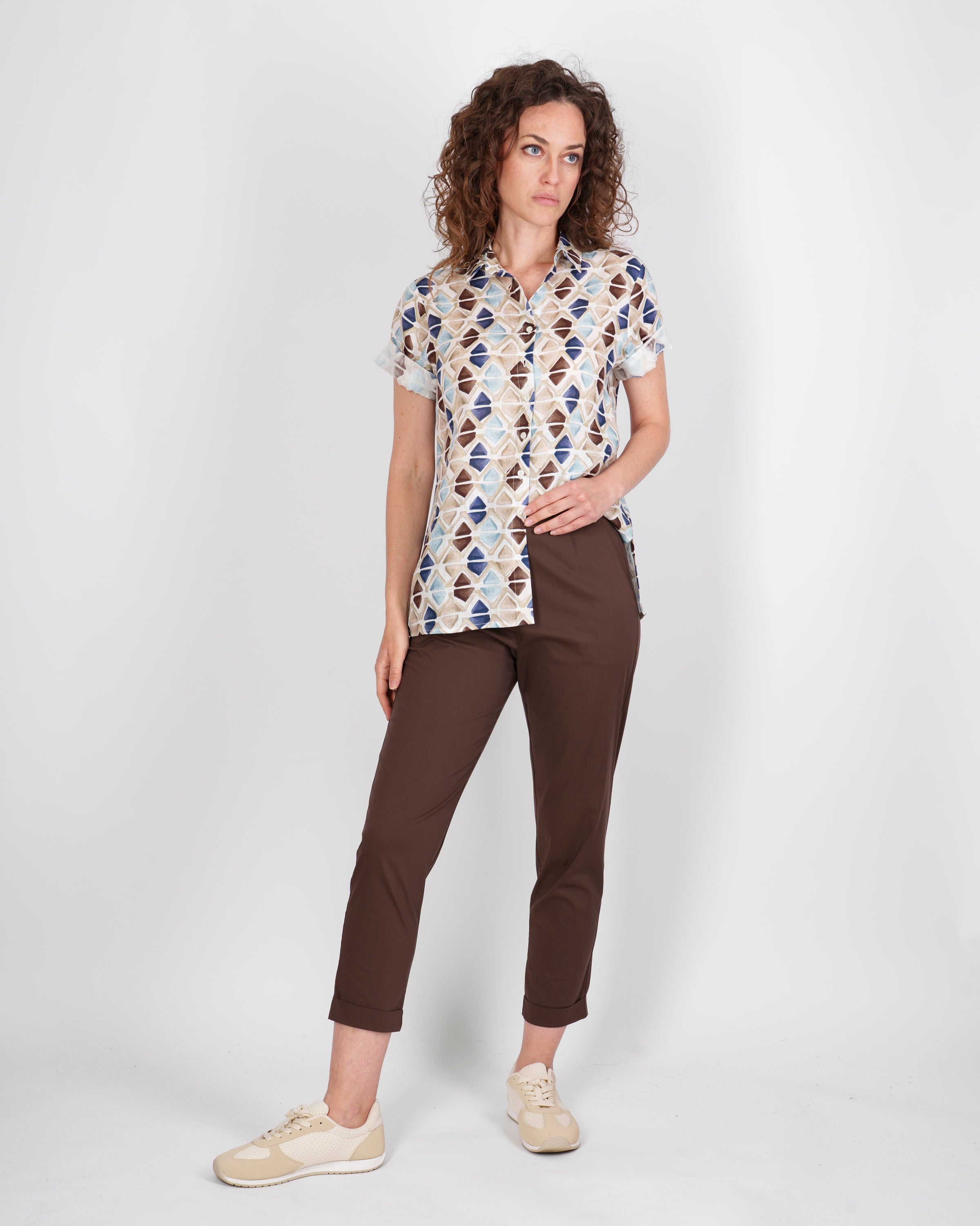 Pantalone in cotone con risvolto 1012/60