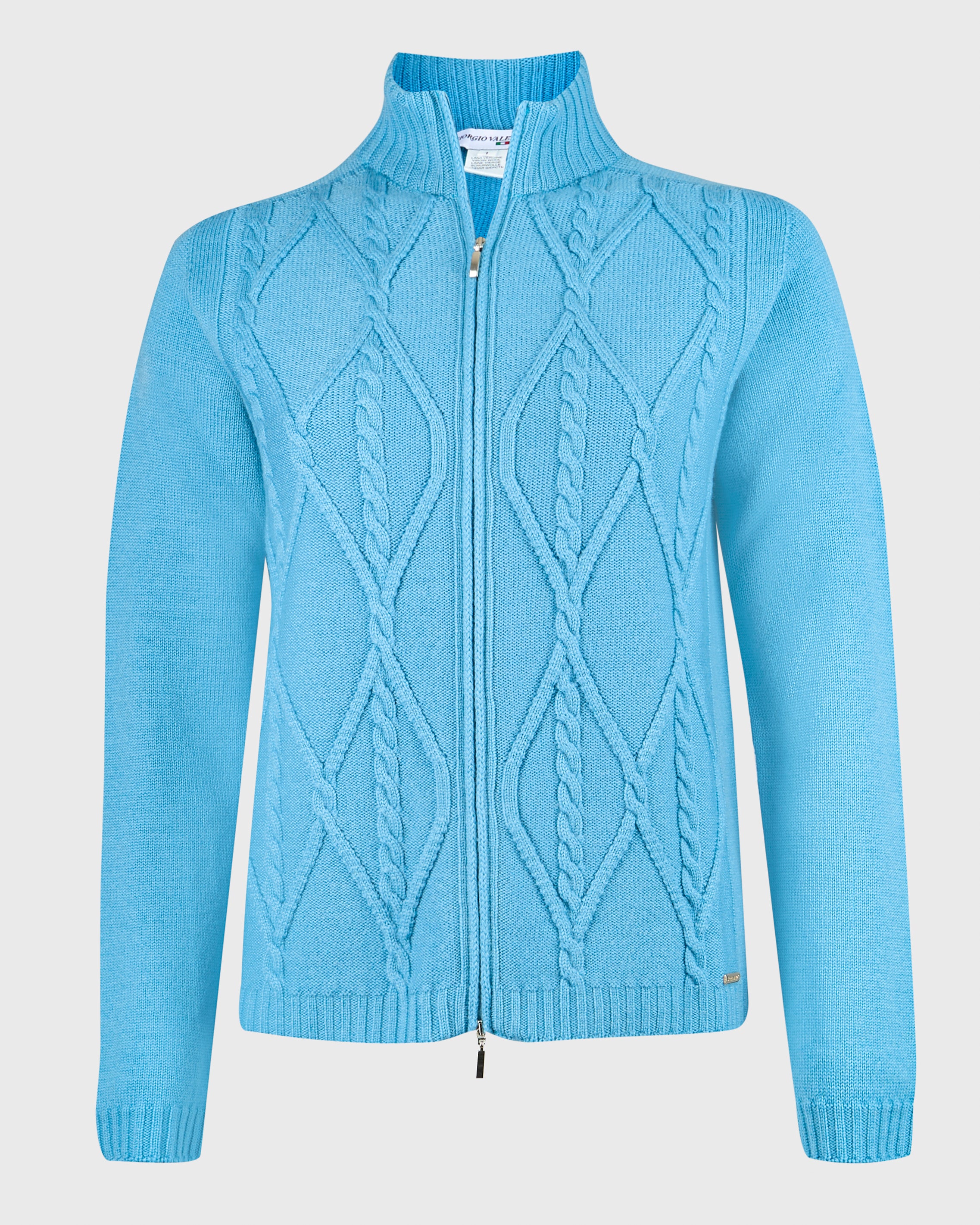 Giubbino lana zip losanghe e trecce CL1720