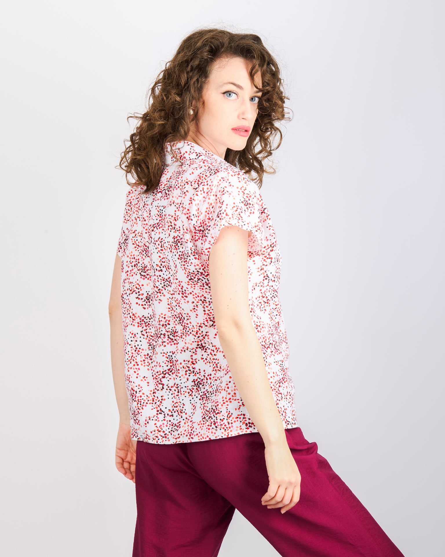 Camicia fantasia cotone e lino 25-89M