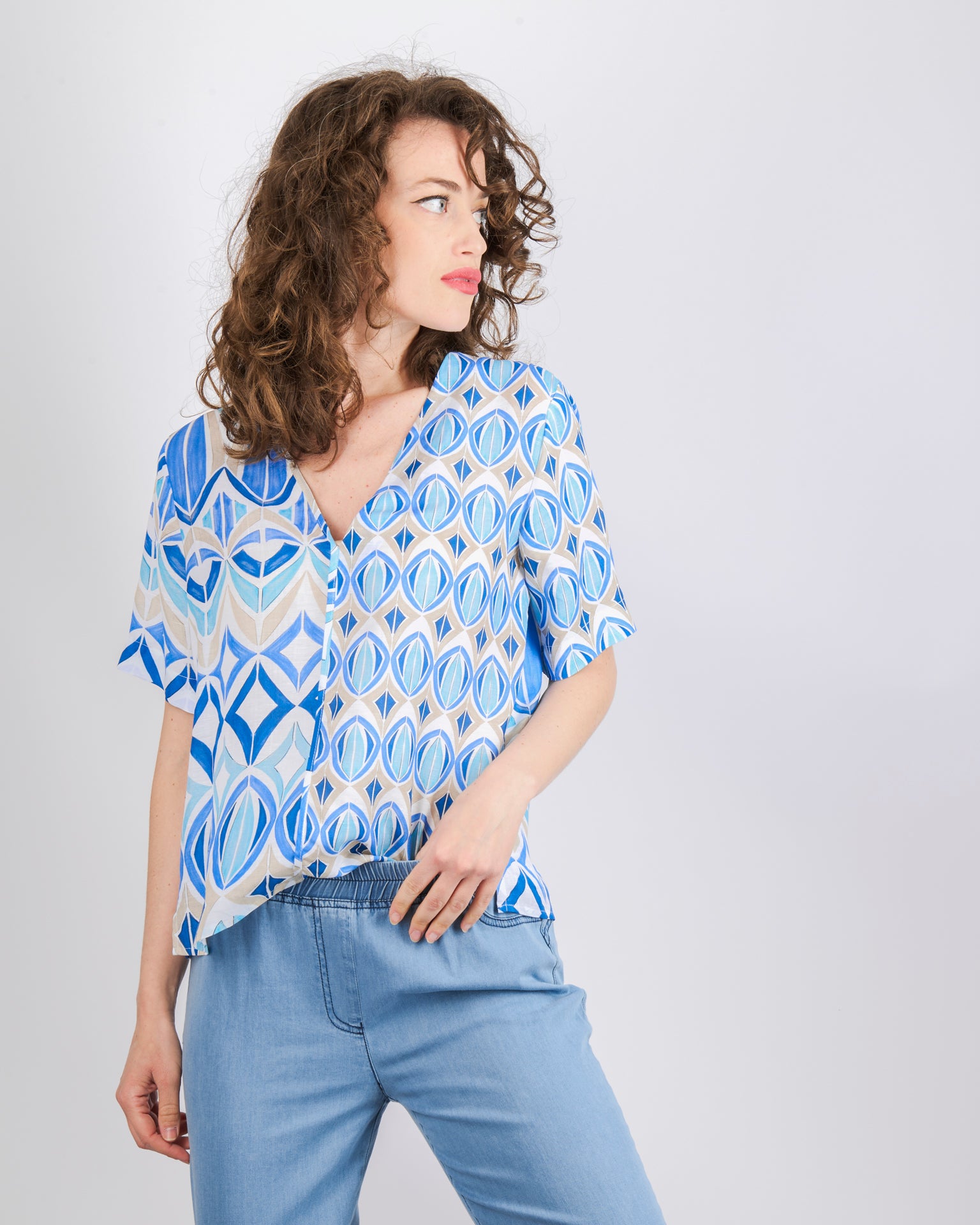 Casacca fantasia lino e viscosa 25-64M