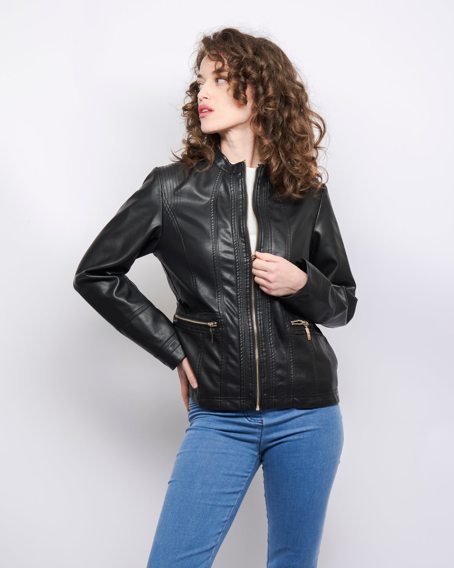 Giacca ecopelle zip WANDA