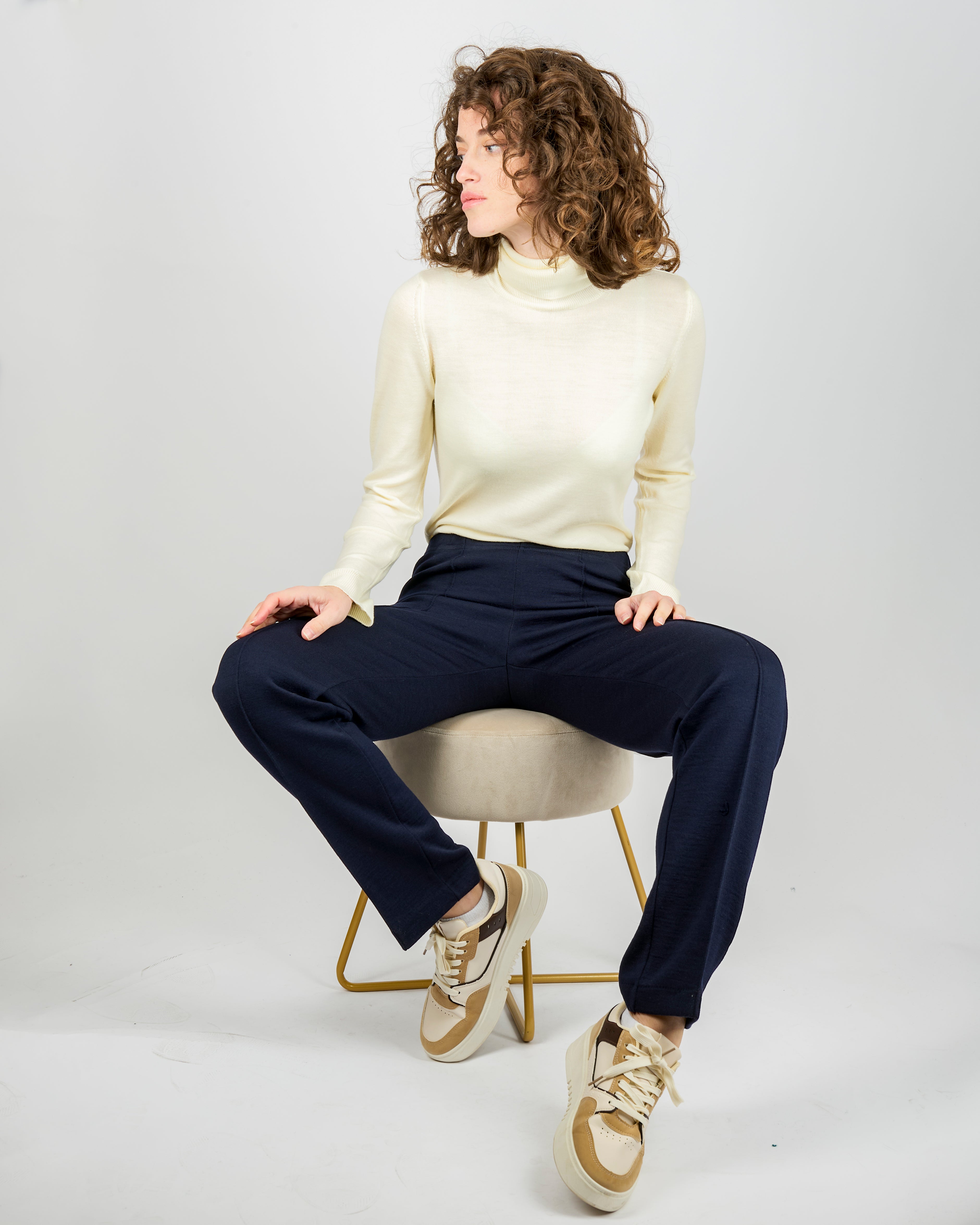 Pantalone lana elastico in vita 6626