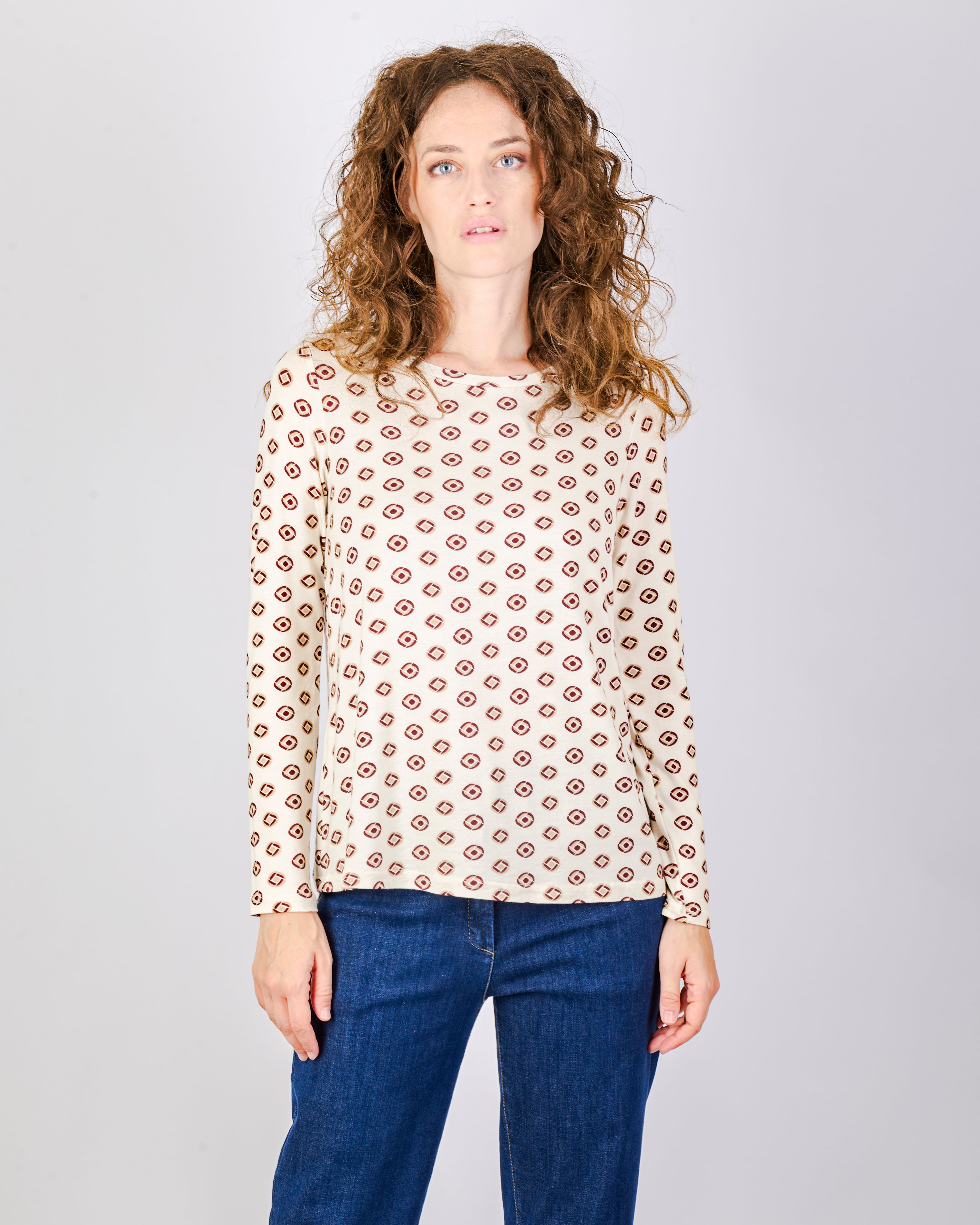 Maglia girocollo in jersey fantasia 25-550