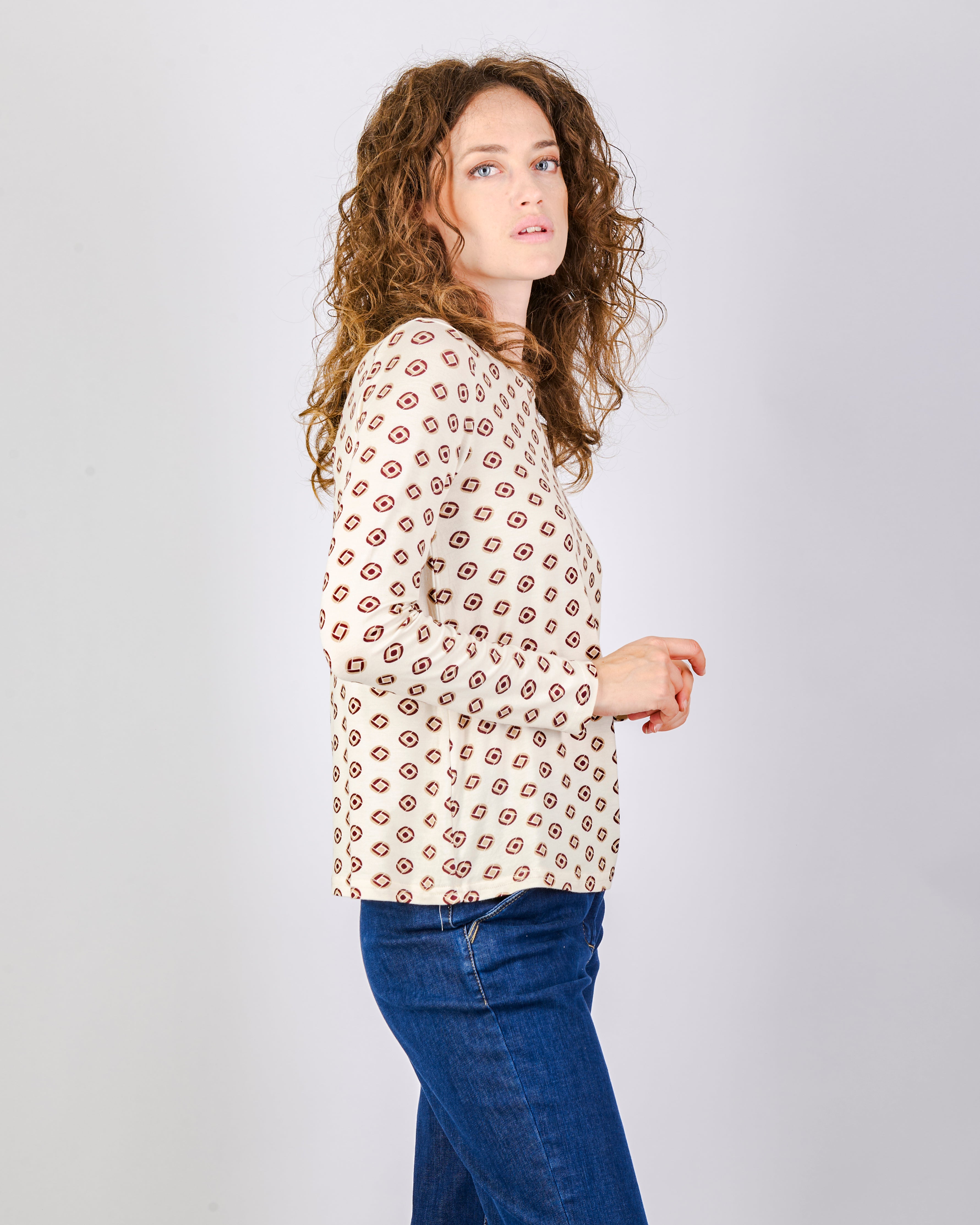 Maglia girocollo in jersey fantasia 25-550