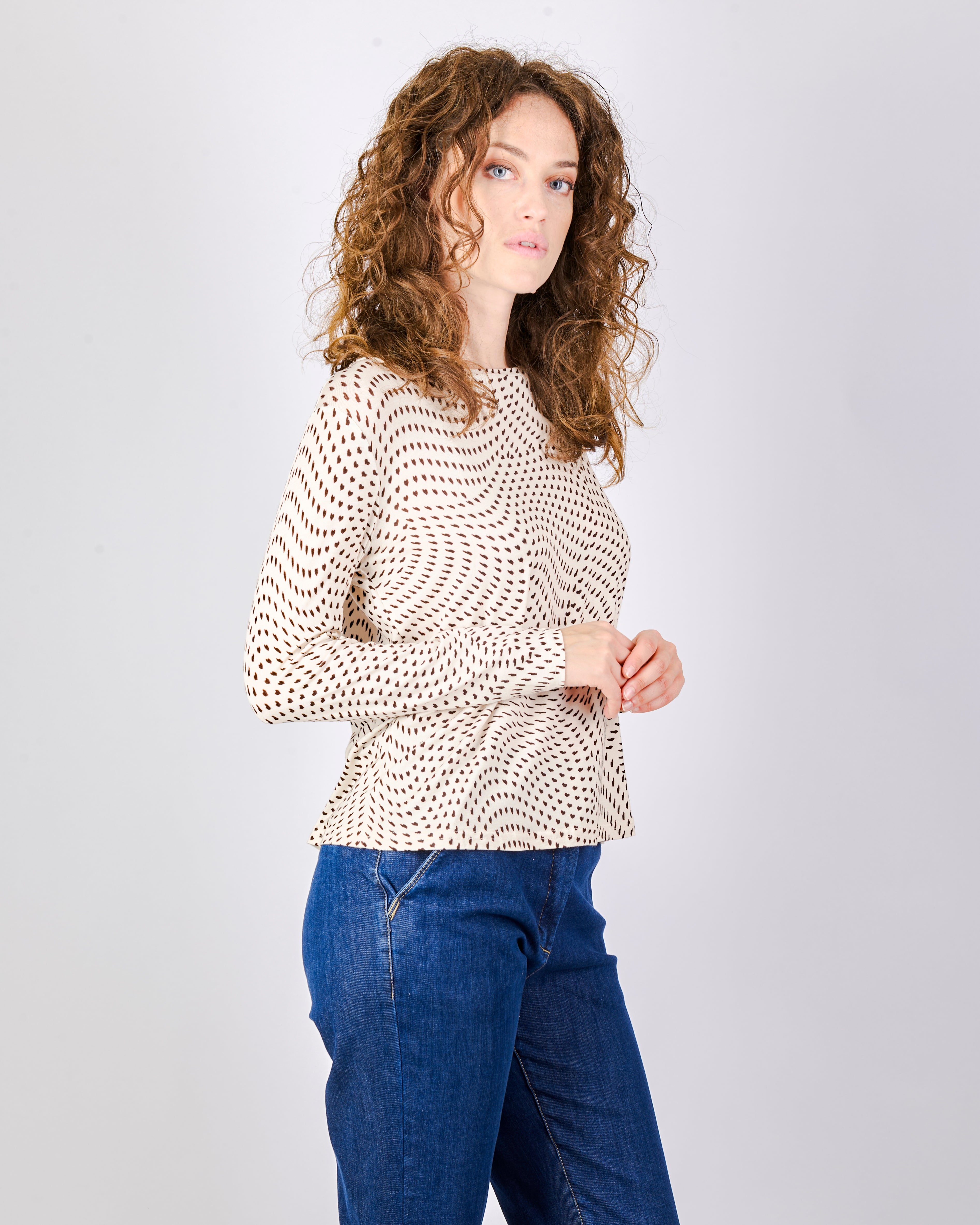 Maglia girocollo in jersey fantasia 25-550