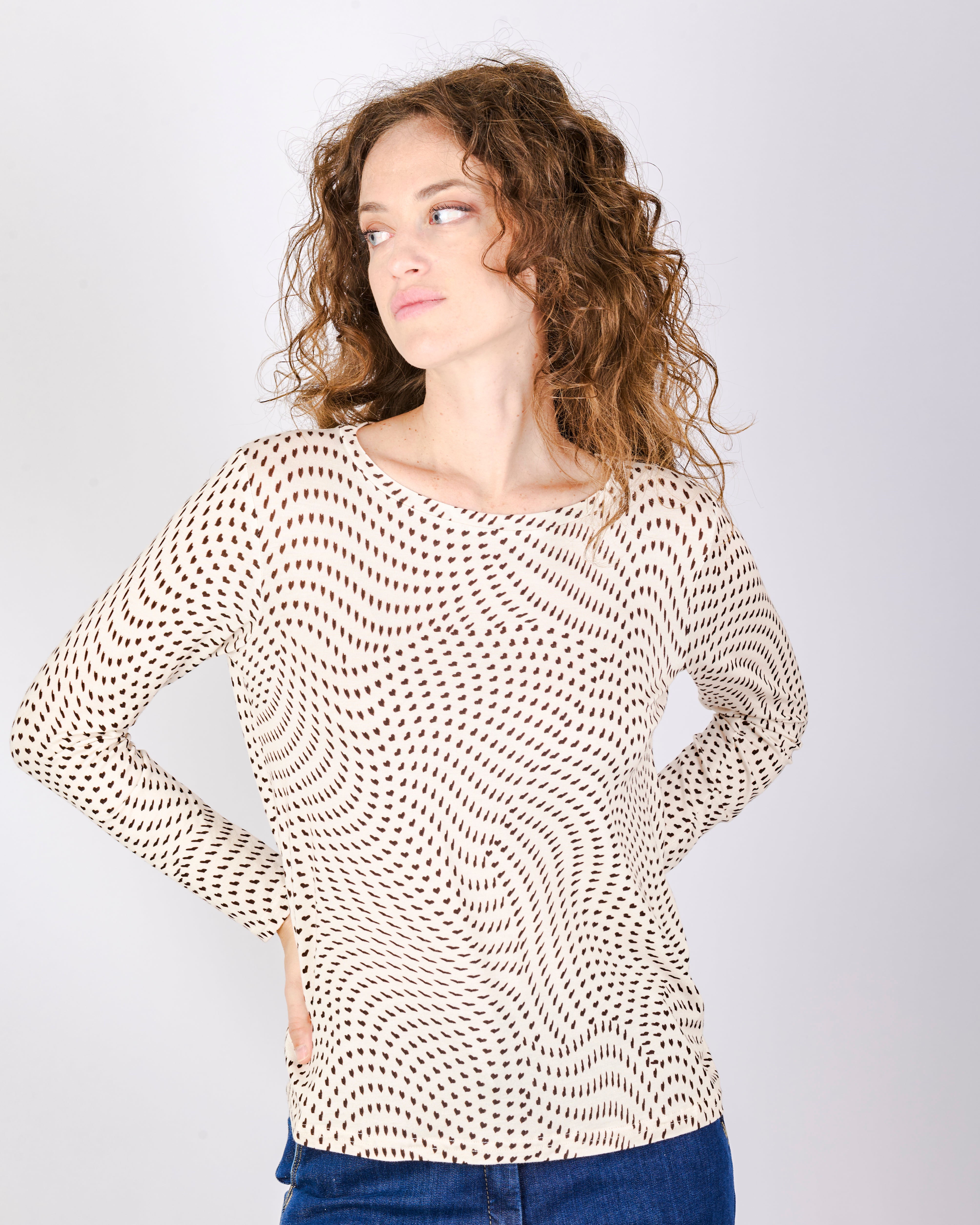 Maglia girocollo in jersey fantasia 25-550