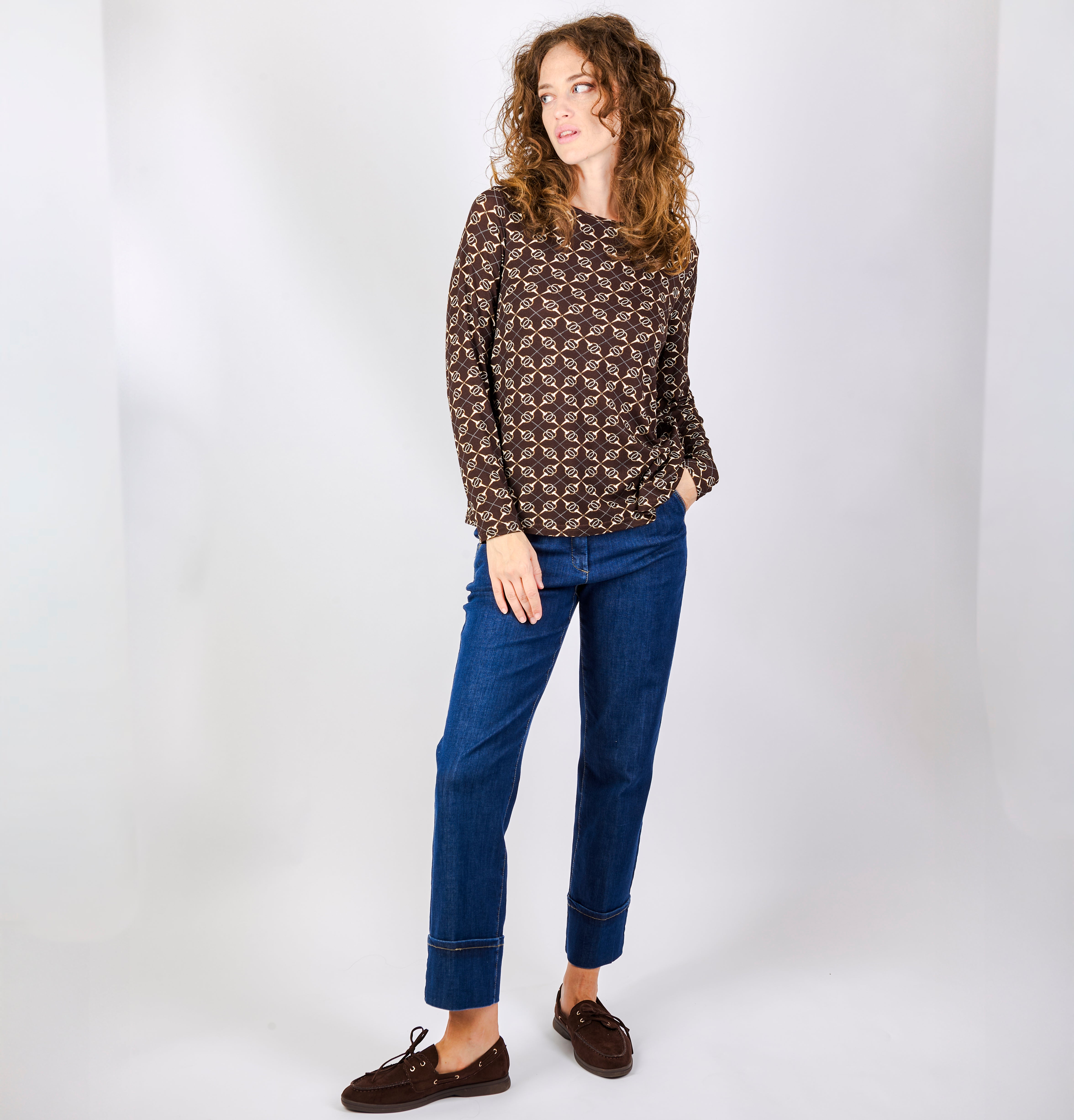 Maglia girocollo in jersey fantasia 25-550