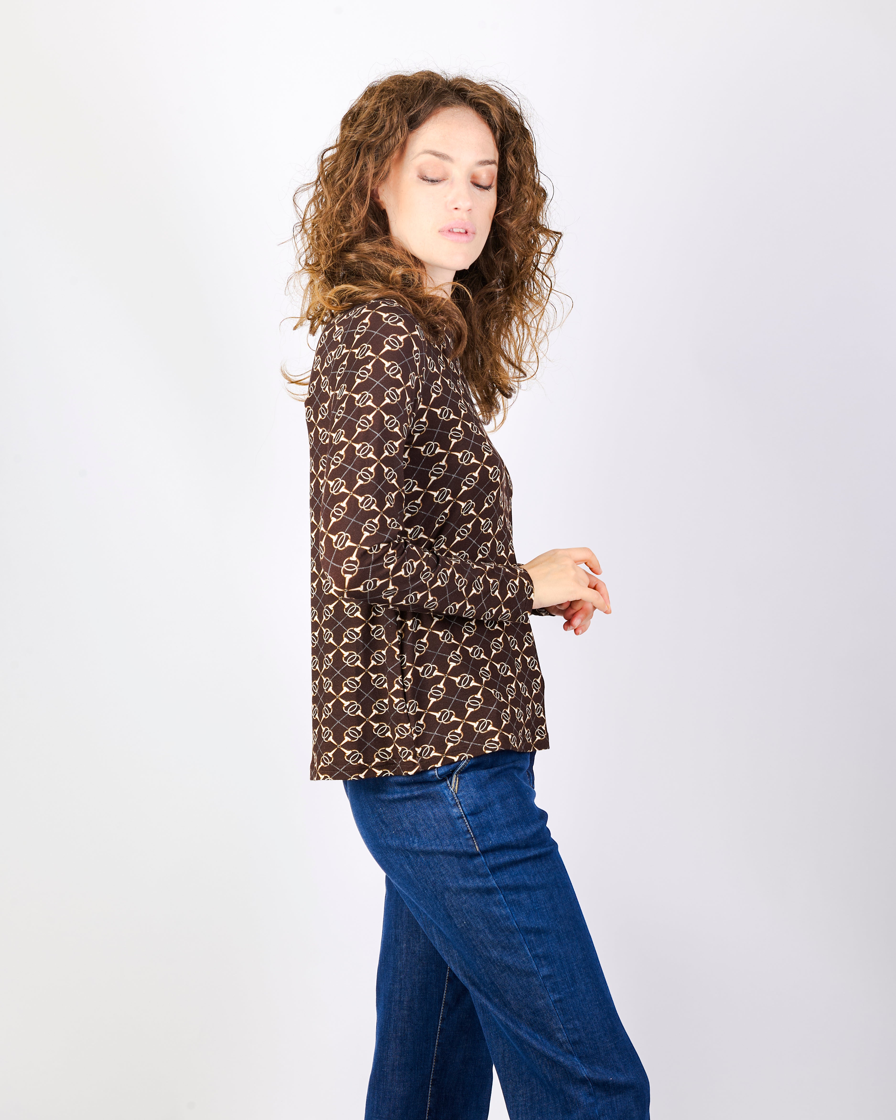 Maglia girocollo in jersey fantasia 25-550