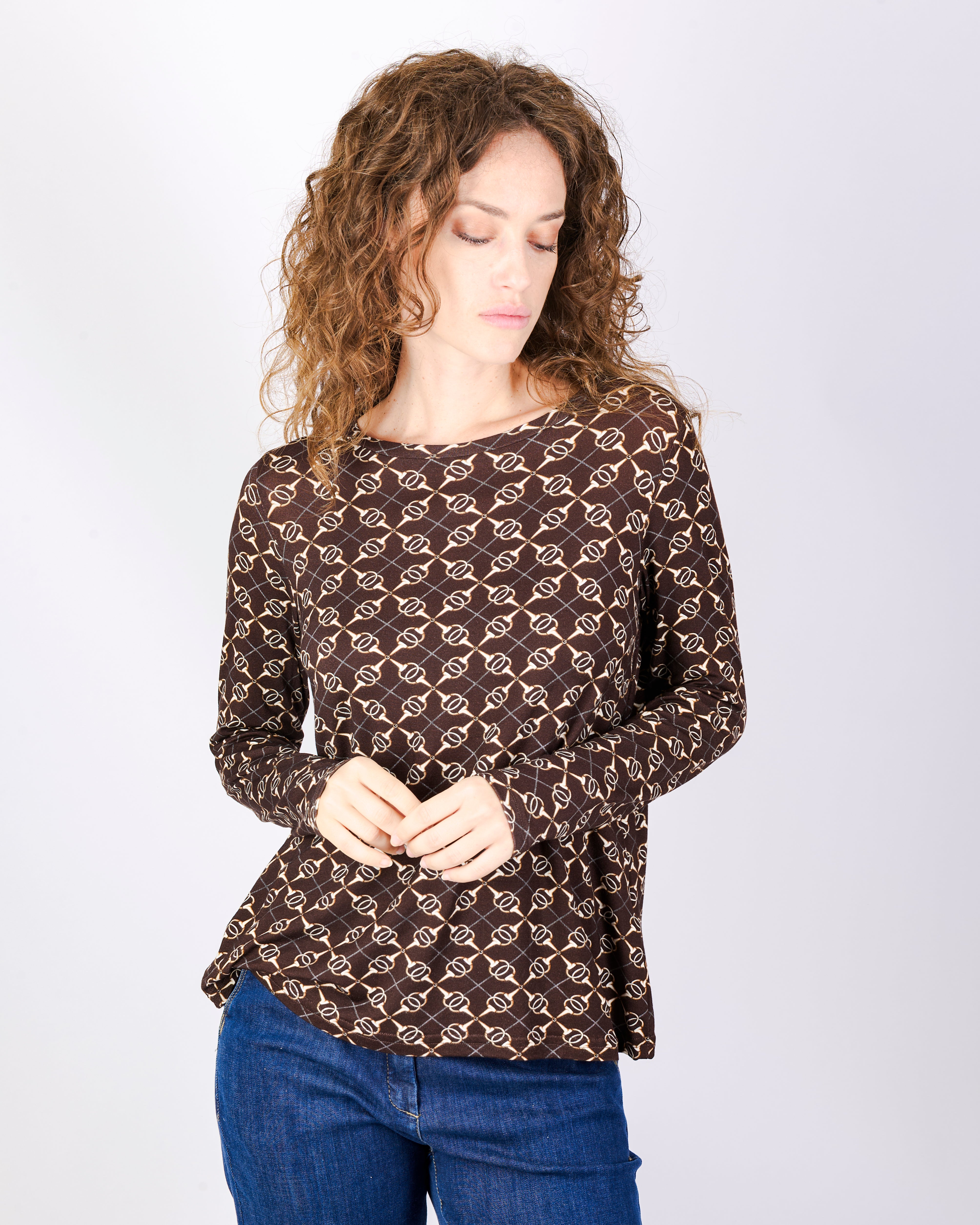 Maglia girocollo in jersey fantasia 25-550