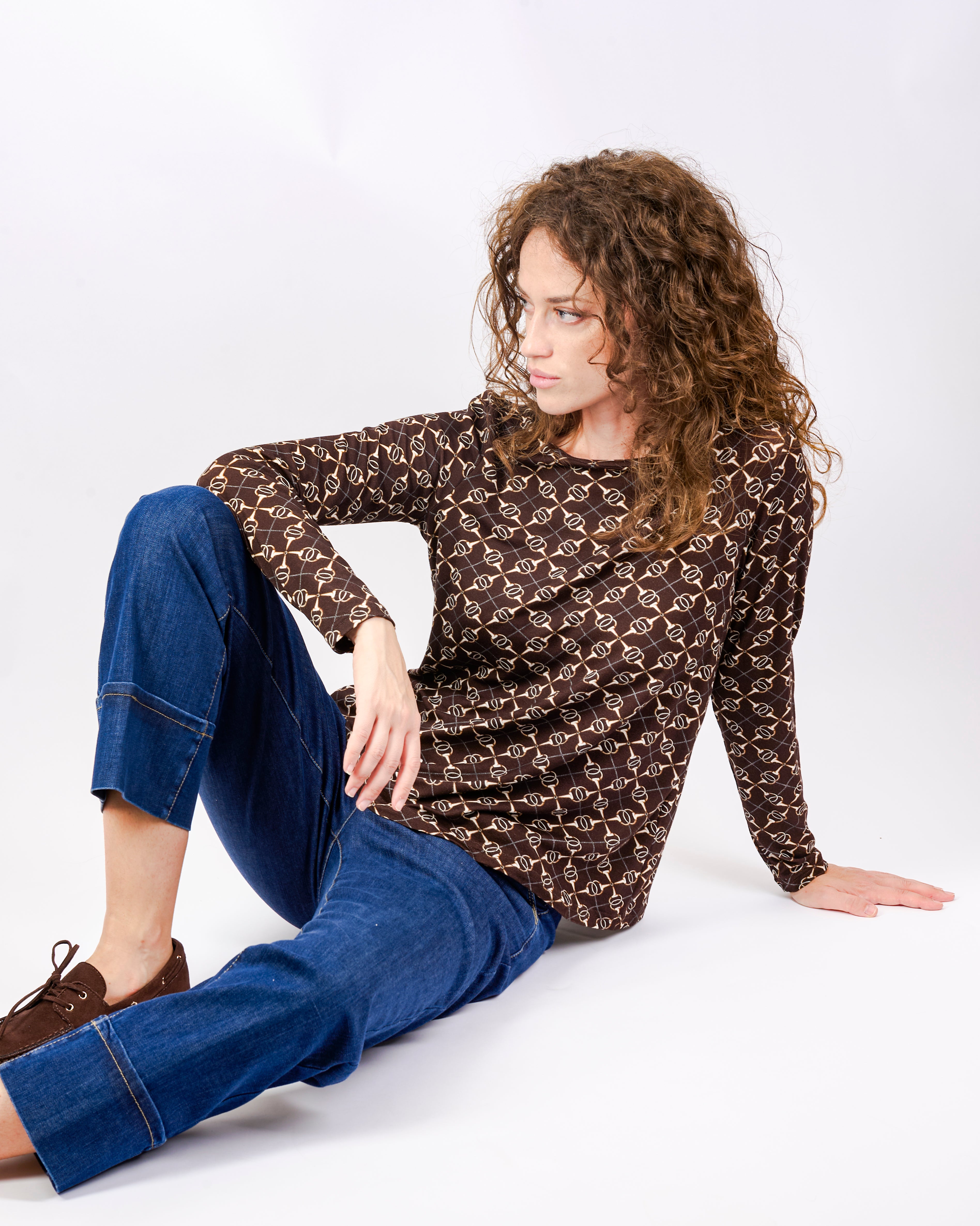 Maglia girocollo in jersey fantasia 25-550