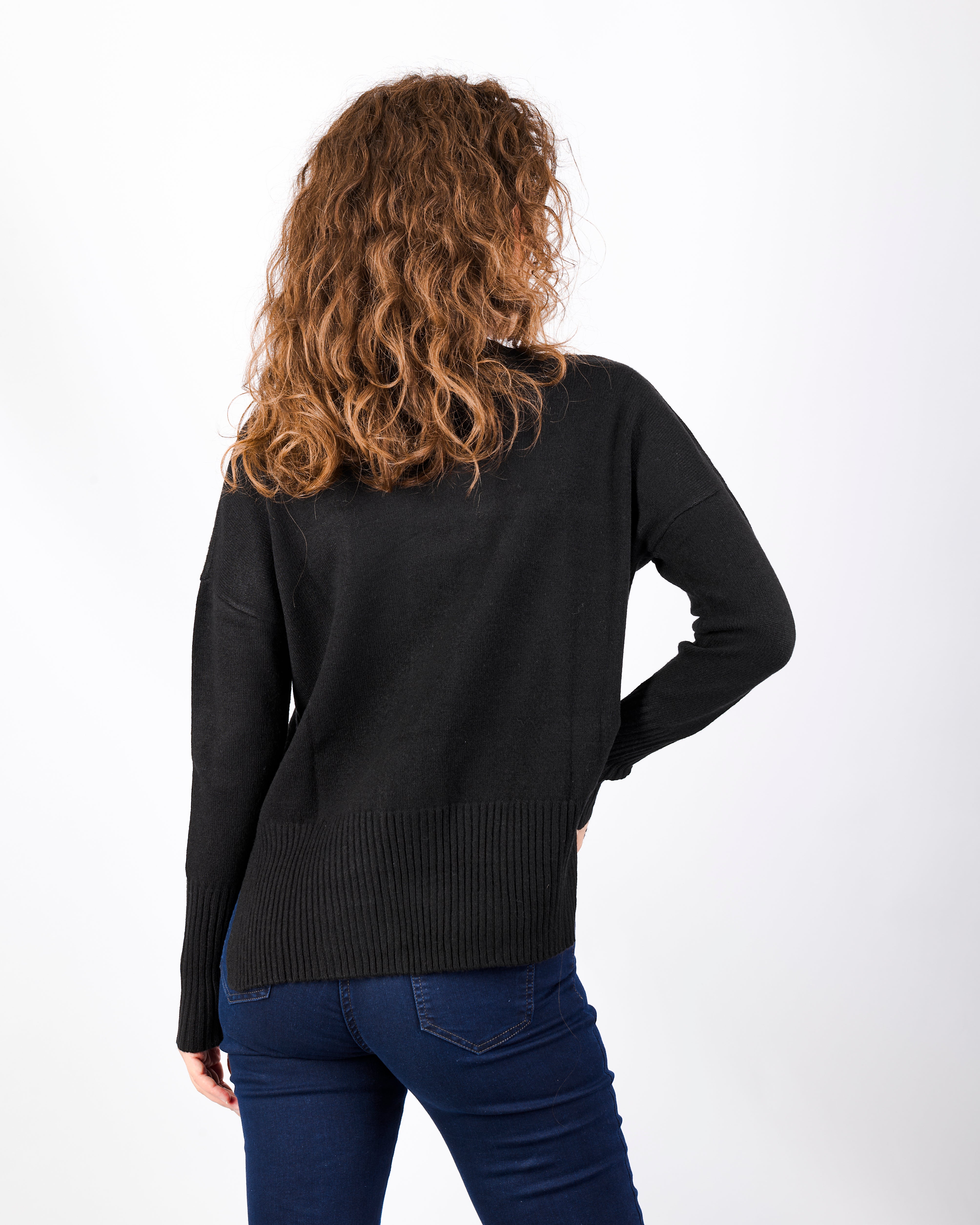 Maglia box gioiello collo e spacchi fondo W3076