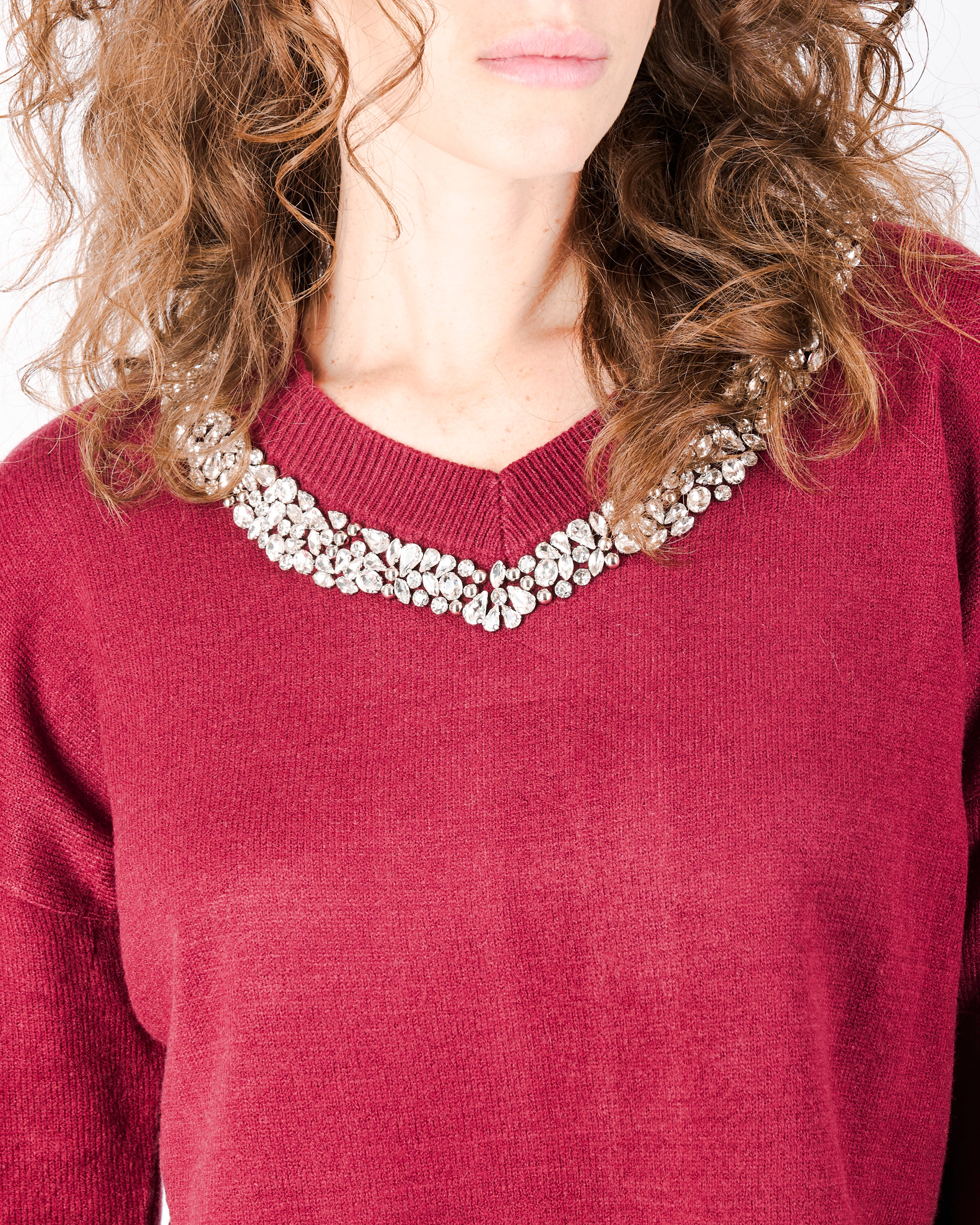 Maglia box gioiello collo e spacchi fondo W3076