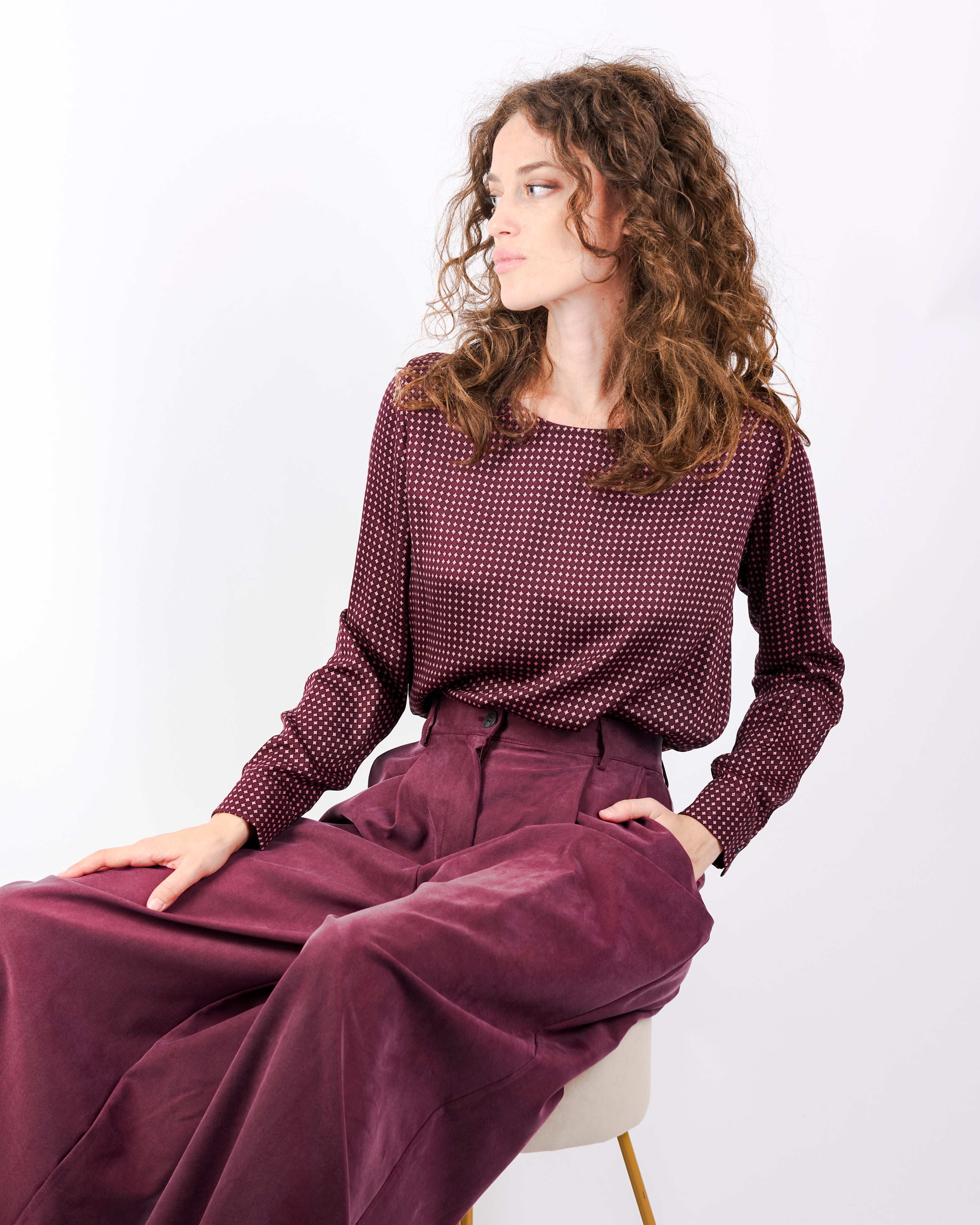 Pantalone con pence palazzo cupro soft PA 778