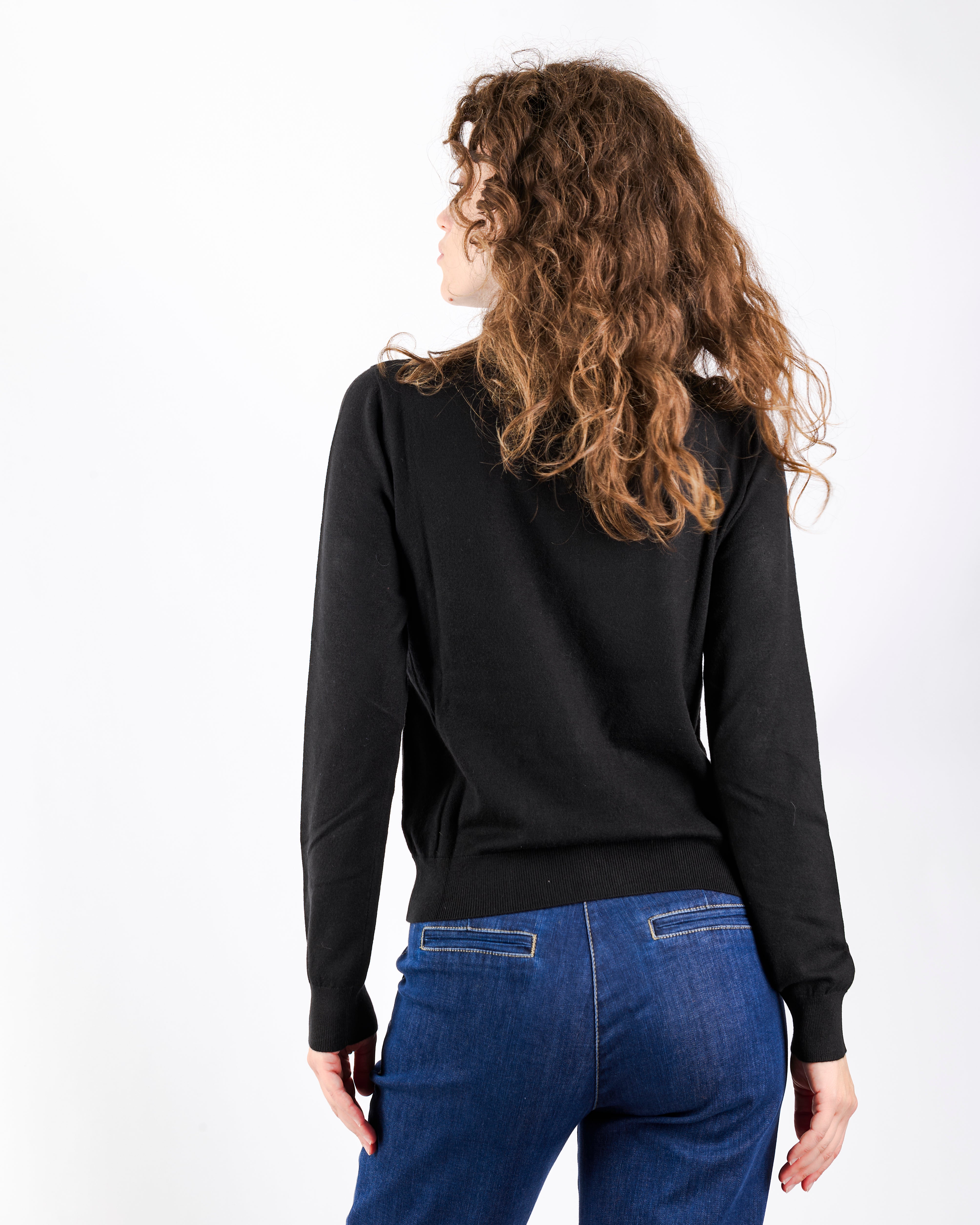 Maglia Chanel leggera strass collo e tasche W3055