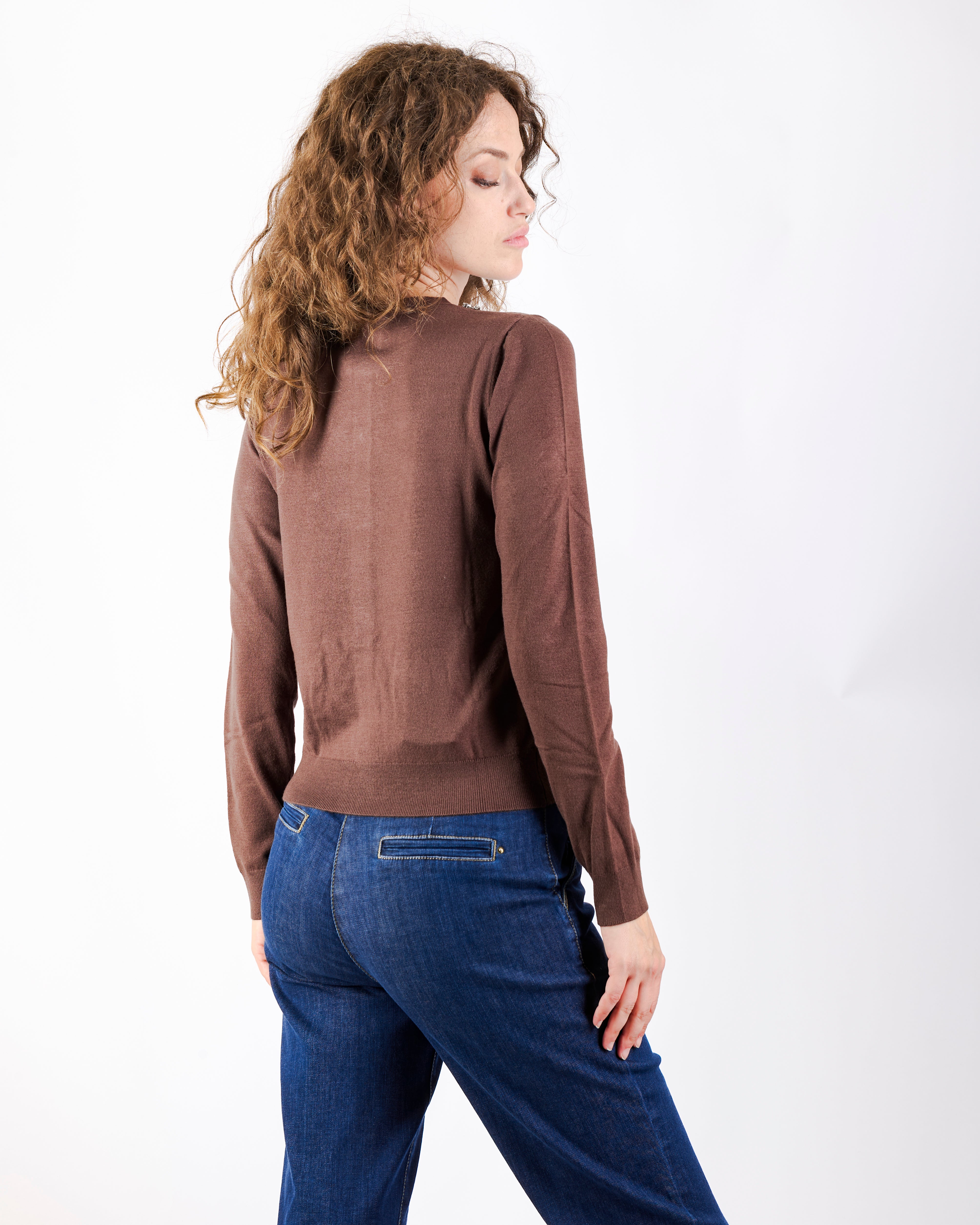 Maglia Chanel leggera strass collo e tasche W3055