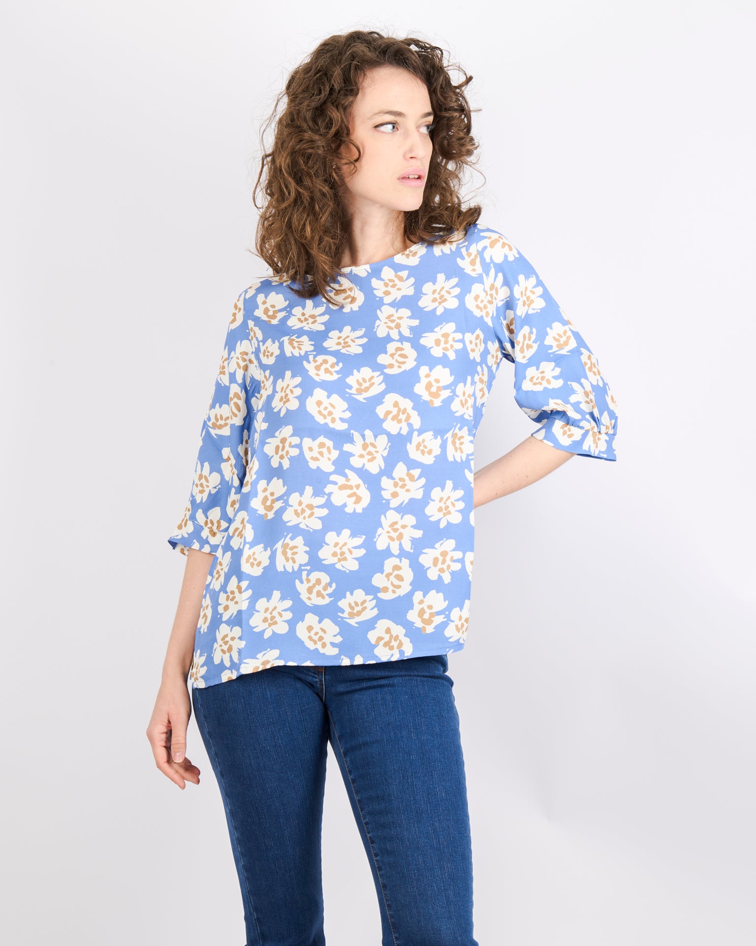 Maglia 3/4 viscosa fiori SIL145