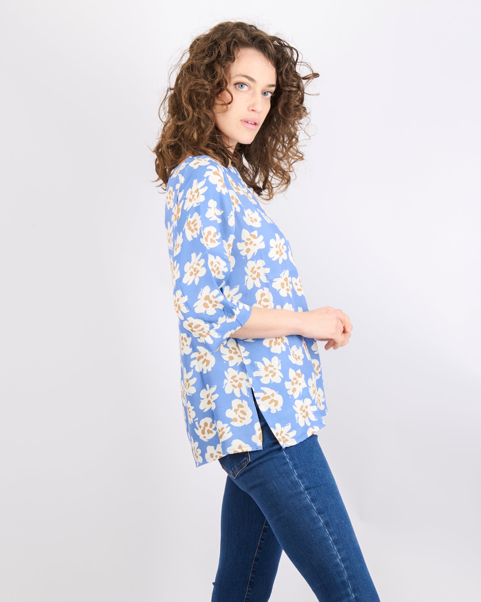 Maglia 3/4 viscosa fiori SIL145
