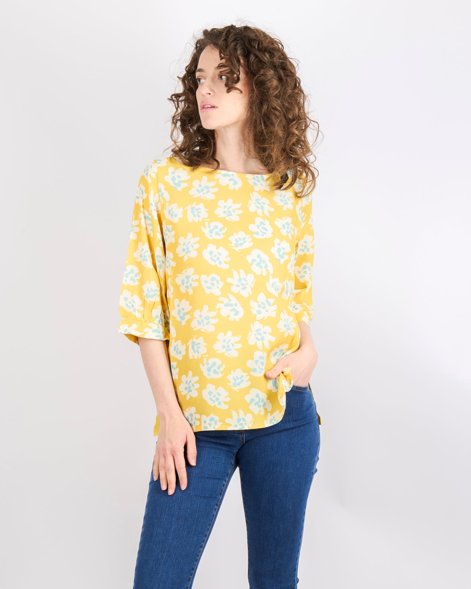 Maglia 3/4 viscosa fiori SIL145