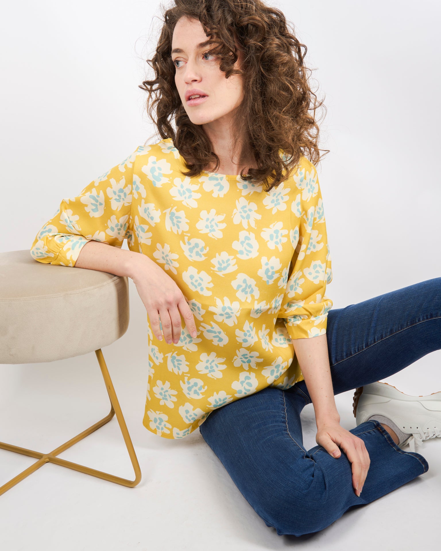 Maglia 3/4 viscosa fiori SIL145