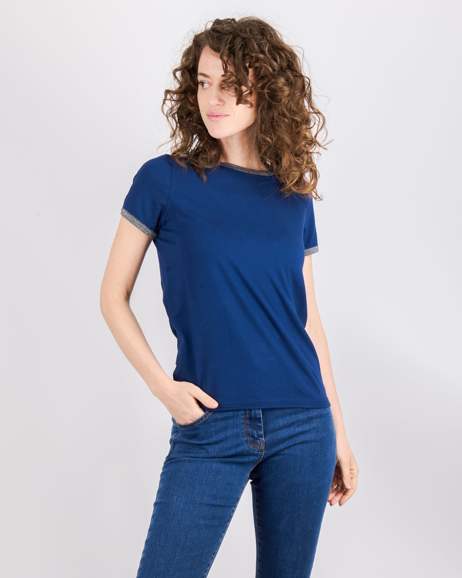 Maglia basic bordi lurex SIL171