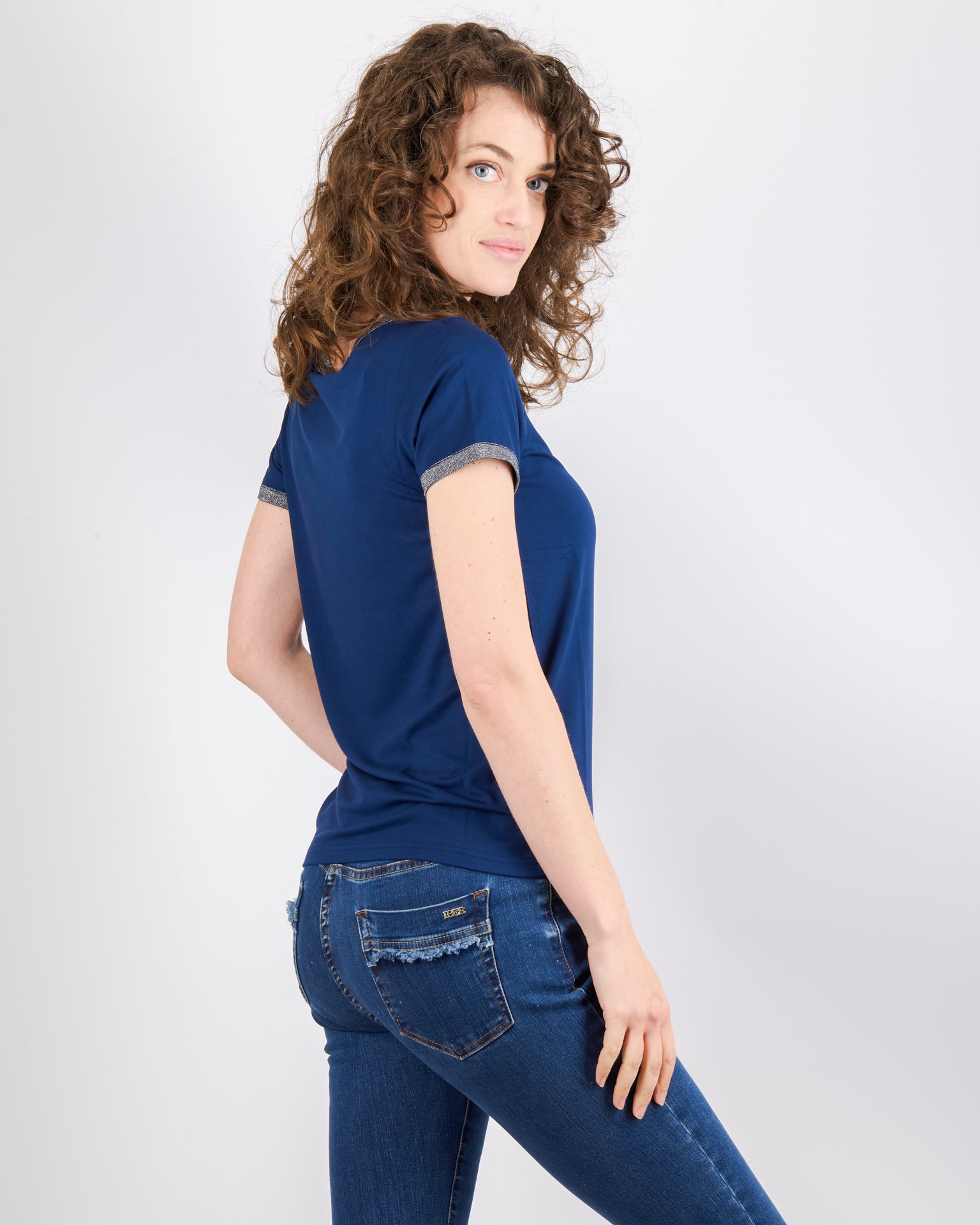 Maglia basic bordi lurex SIL171